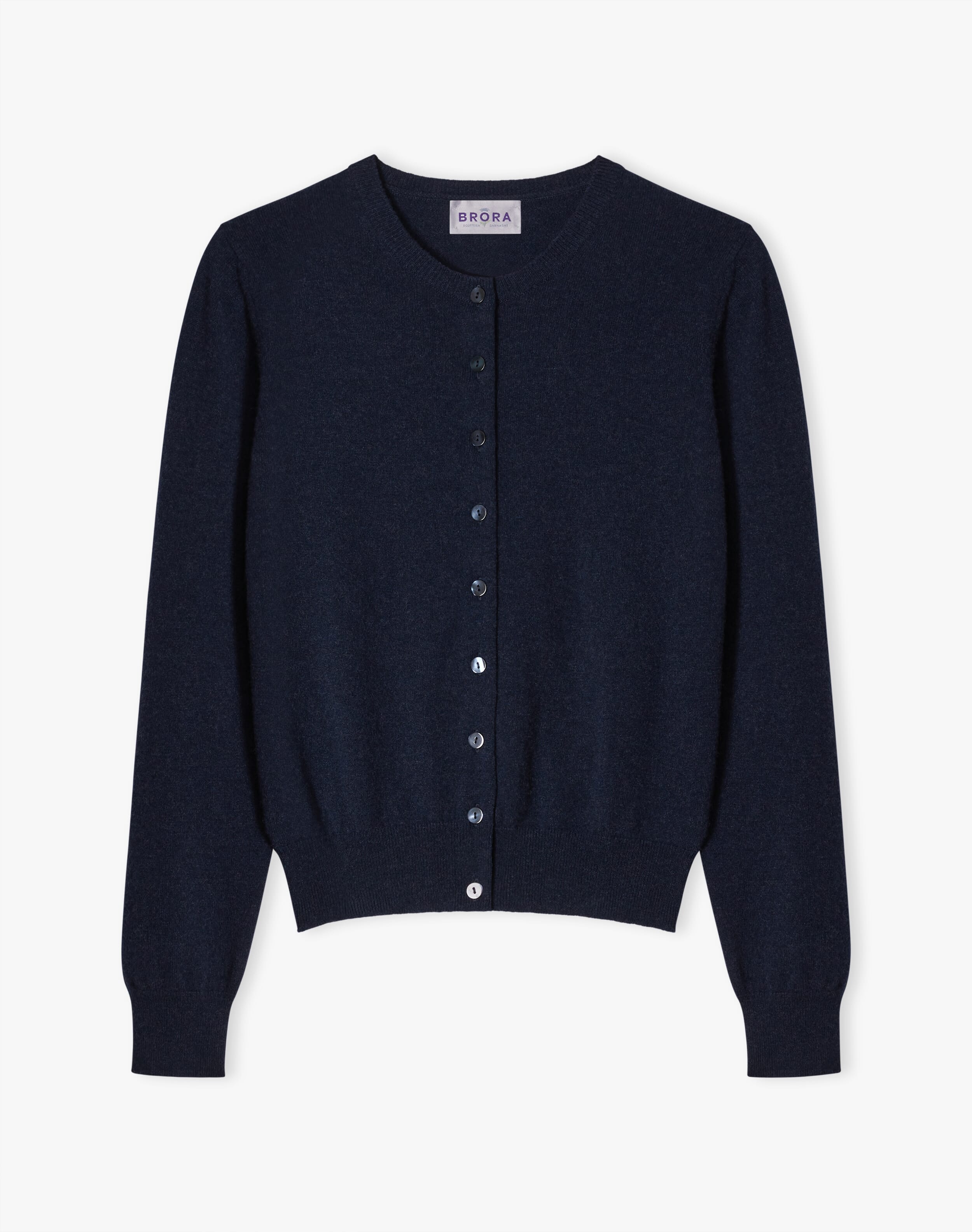 French Navy Women's Cashmere Modern Classic Cardigan | Brora UK