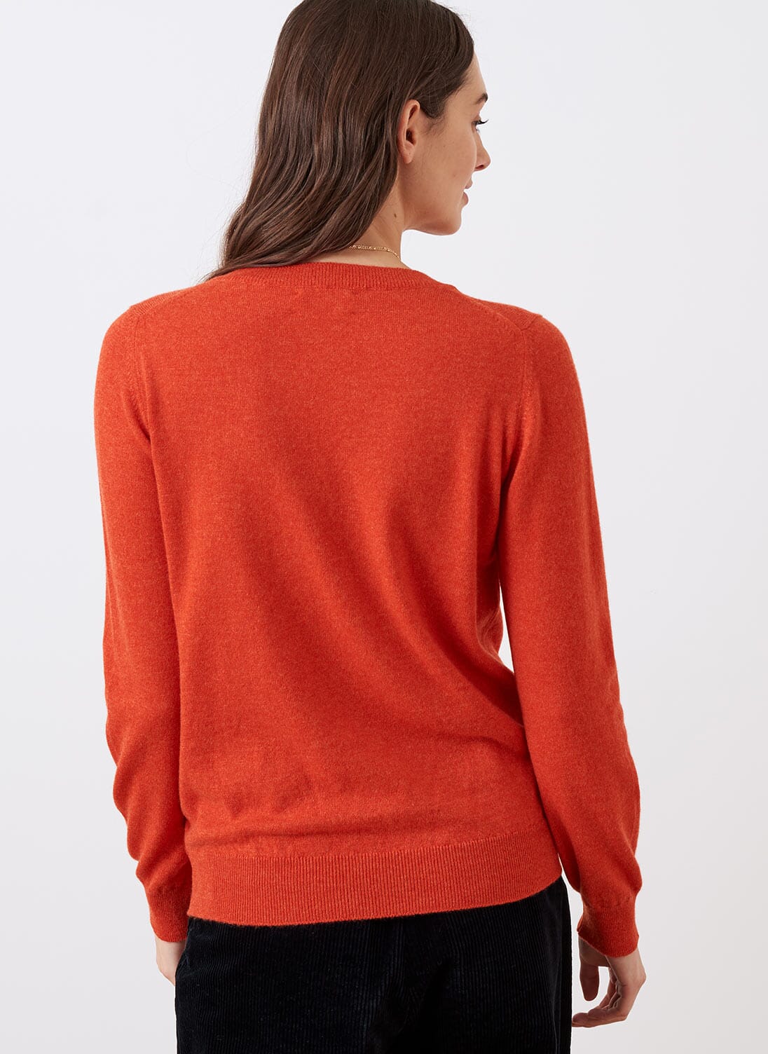 Pumpkin Cashmere V Neck Jumper | Women's Jumpers | Brora
