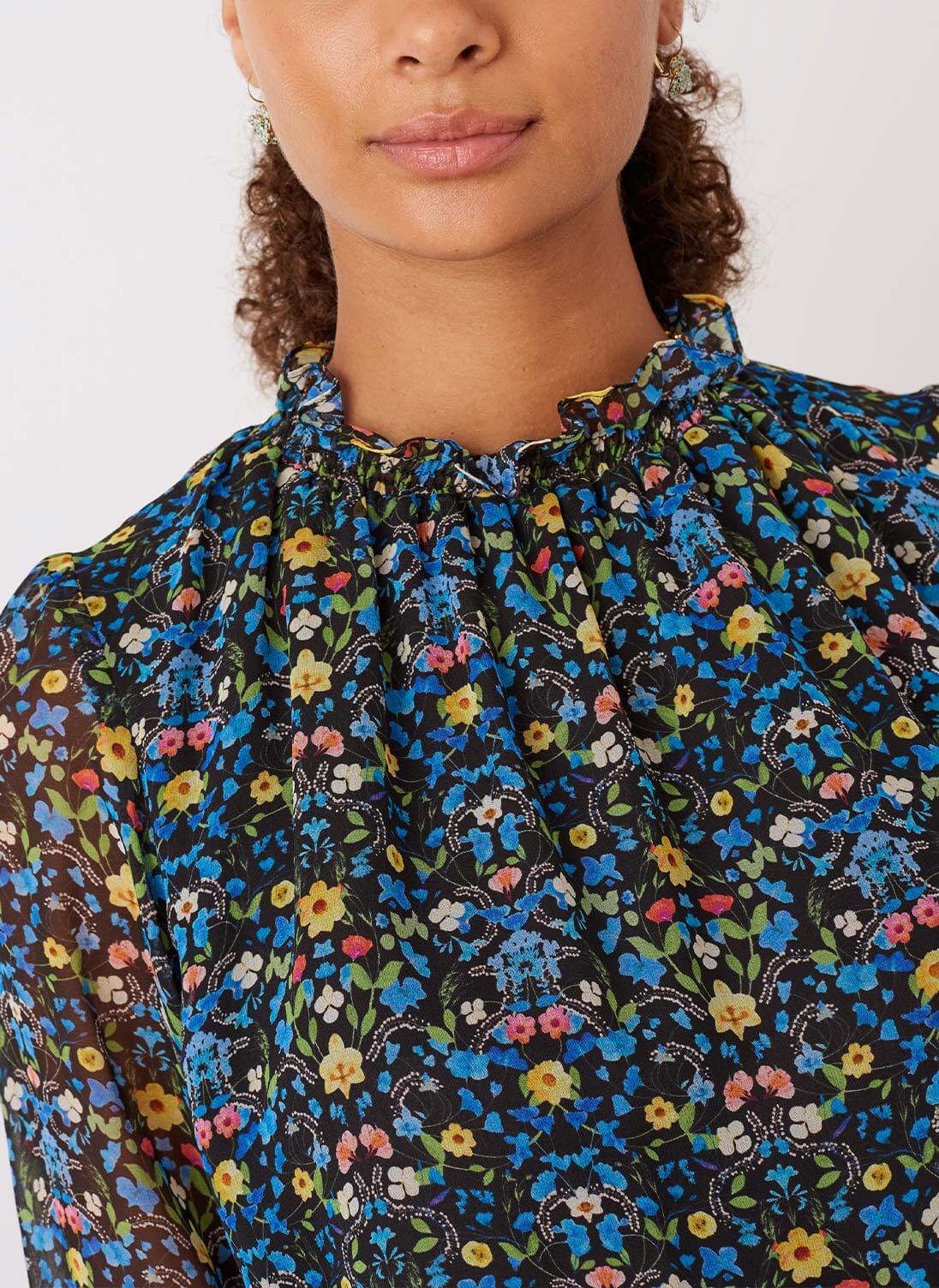 Black Meadow Liberty Print Silk Chiffon Blouse | Blouses | Brora