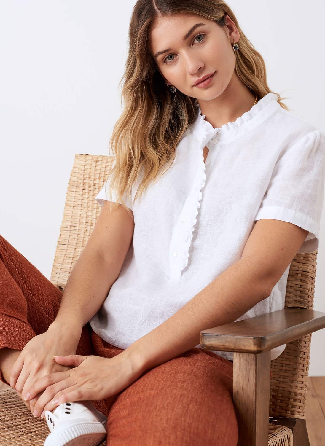 Linen Pie Crust Blouse Women's Shirts & Blouses Brora