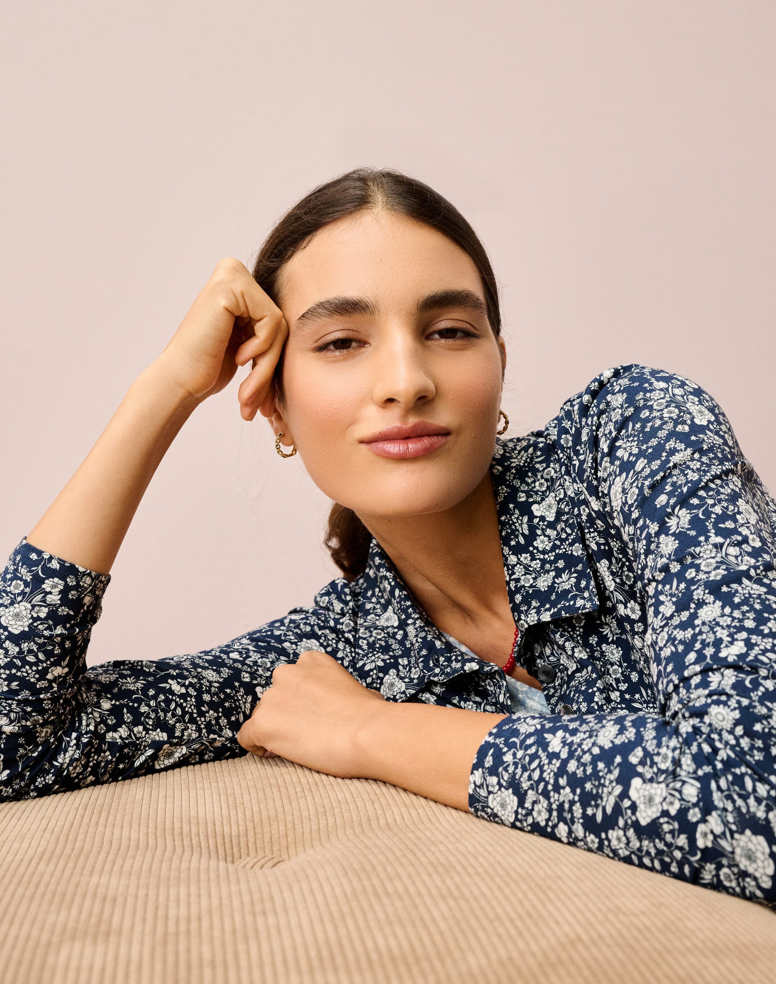 Brora Liberty Print Jersey Shirt Navy floral  - Size: 8