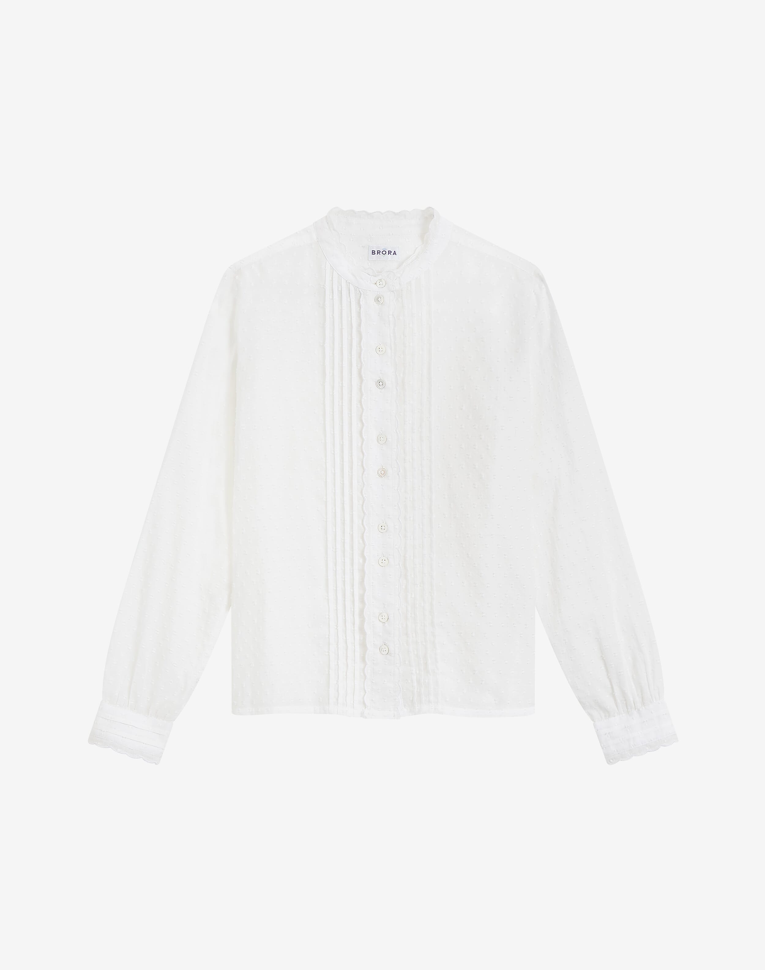 White Organic Cotton Dobby Spot Blouse | Women's Shirts | Brora