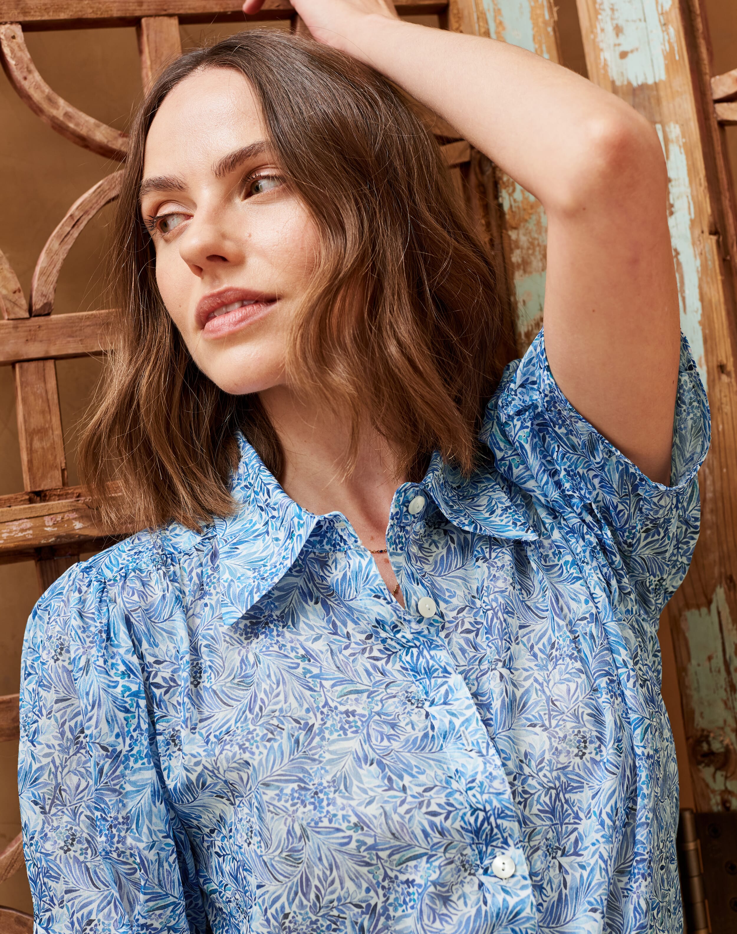 Blue Liberty Print Chiffon Blouse | Women's Blouses | Brora Fashion