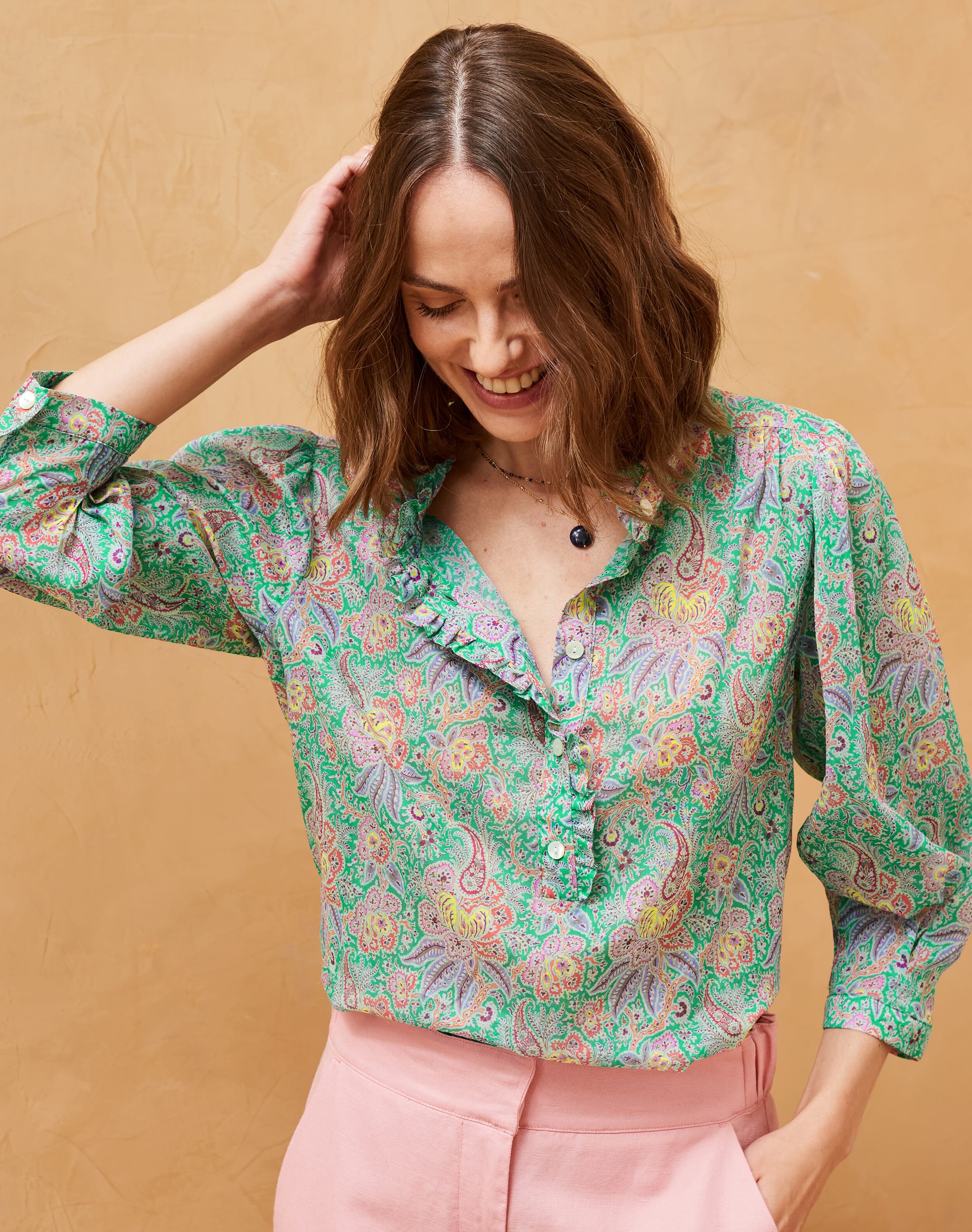 トップス mame Botanical Embroidery Chiffon blouse Women's Top - Floral Chiffon Floral Top | LOVESTITCH