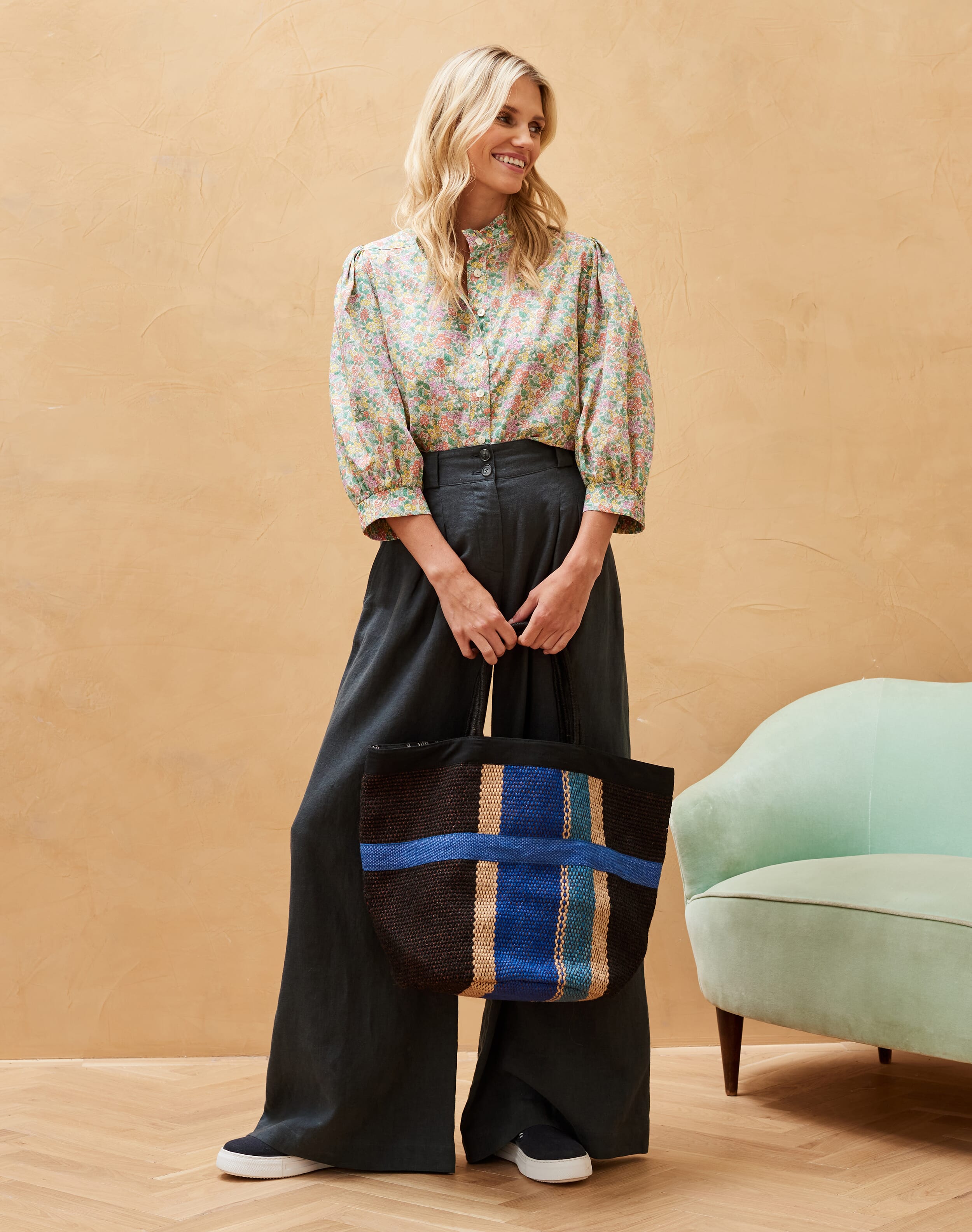 Green Liberty Print Cotton Blouse Women's Blouses Brora Fashion