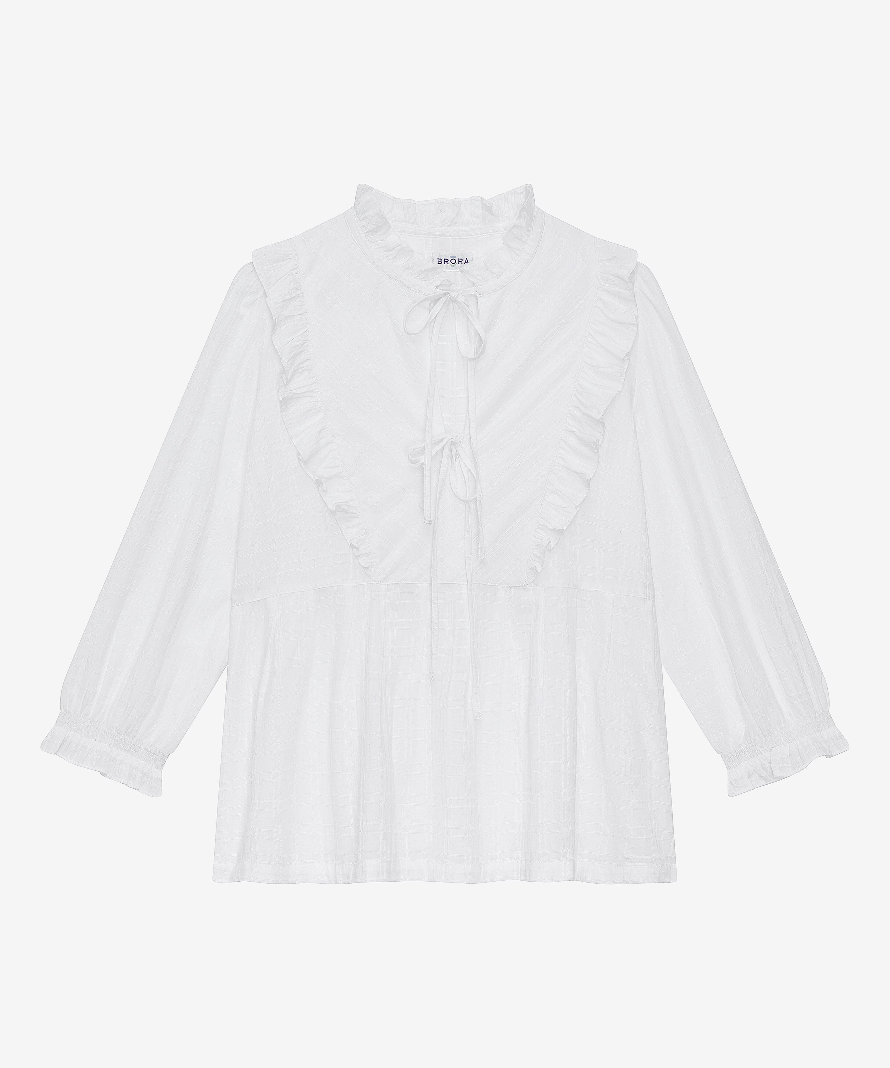 Organic Cotton Blouse Women’s Top Textured Pattern with Stylish Brass Buttons