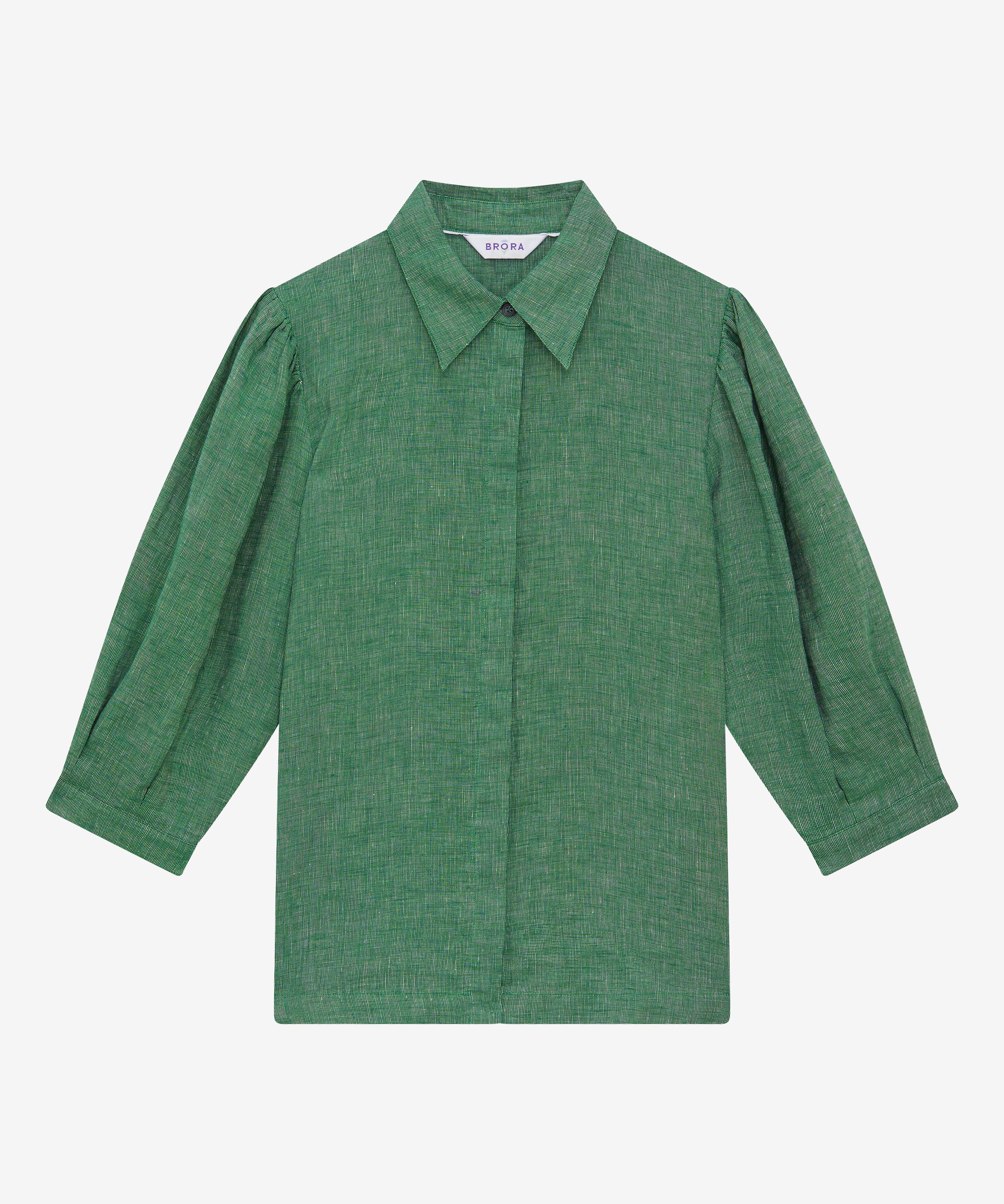 Green Cross Dye Linen Blouse | Women's Blouses | Brora Fashion