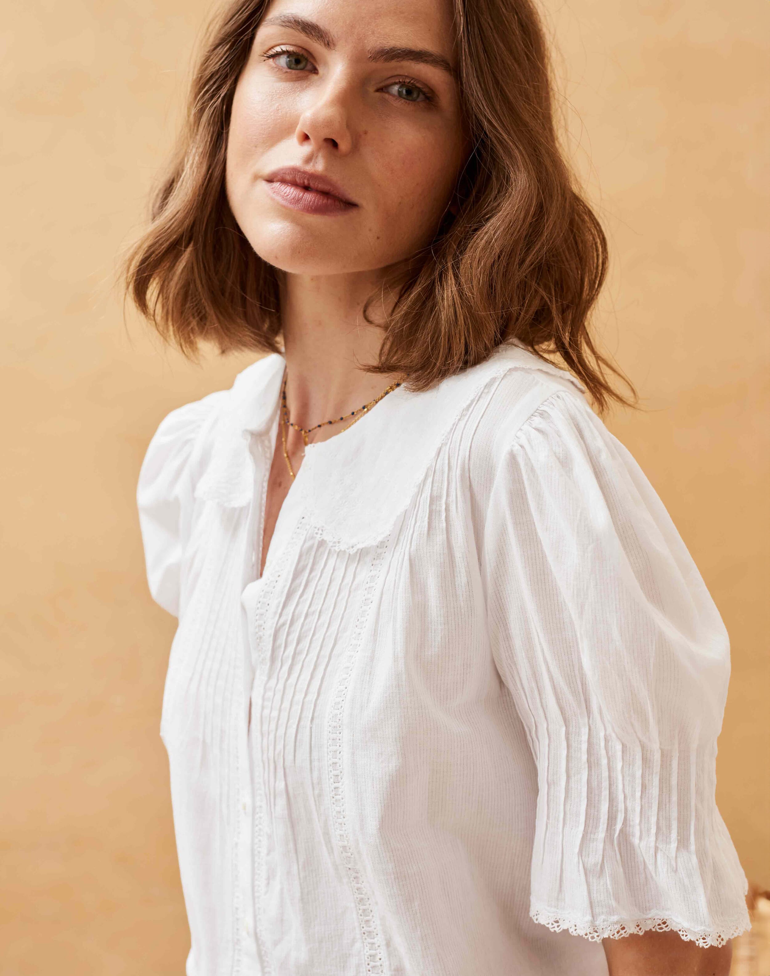 White Organic Pintuck Blouse | Women's Blouses | Brora Fashion