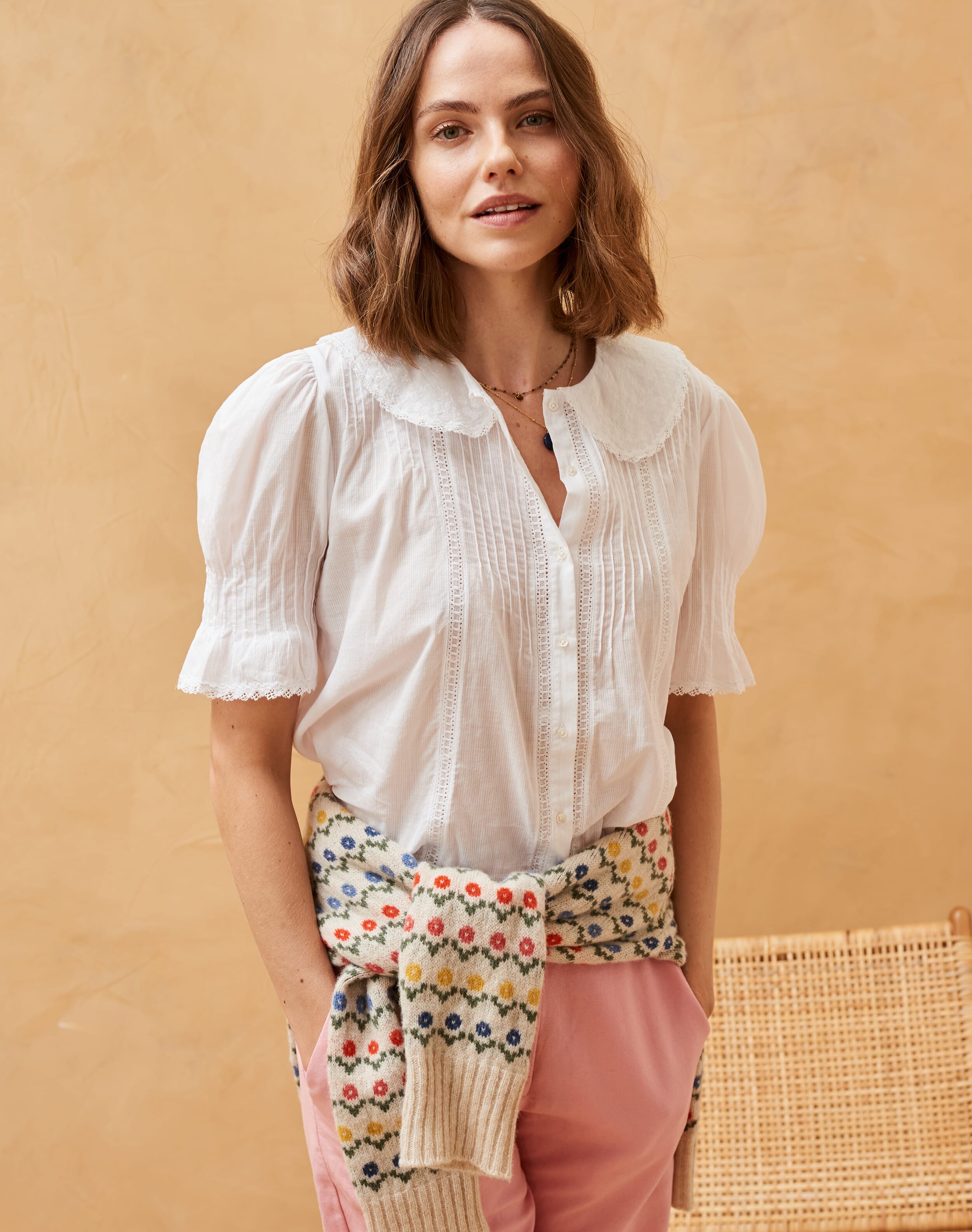 White Organic Pintuck Blouse | Women's Blouses | Brora Fashion