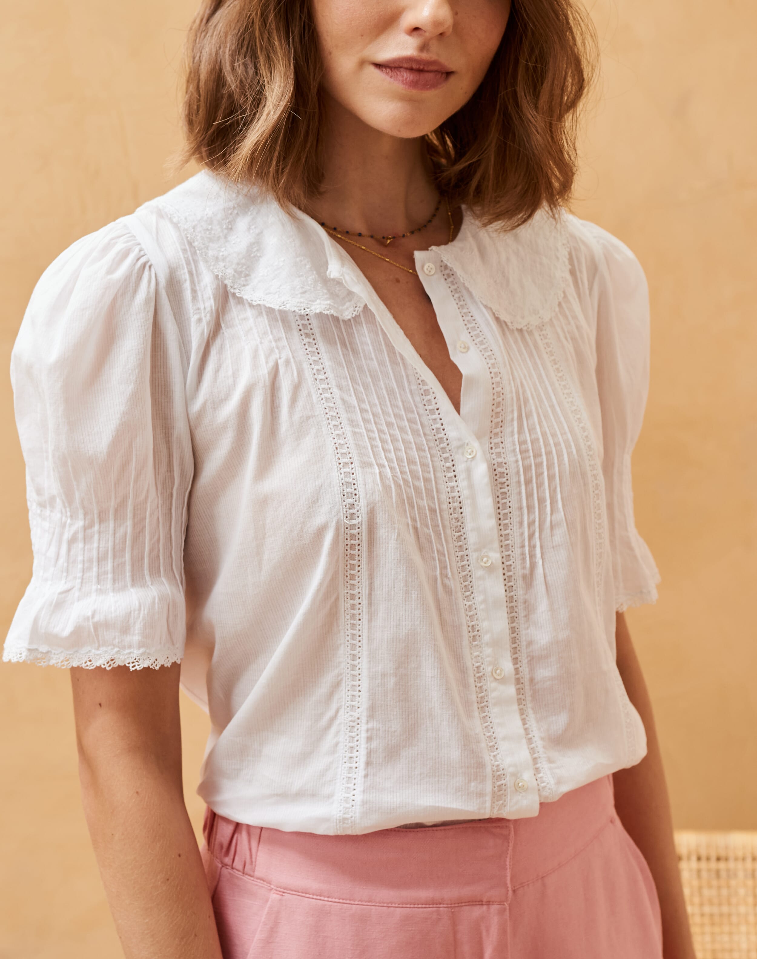 White Organic Pintuck Blouse | Women's Blouses | Brora Fashion