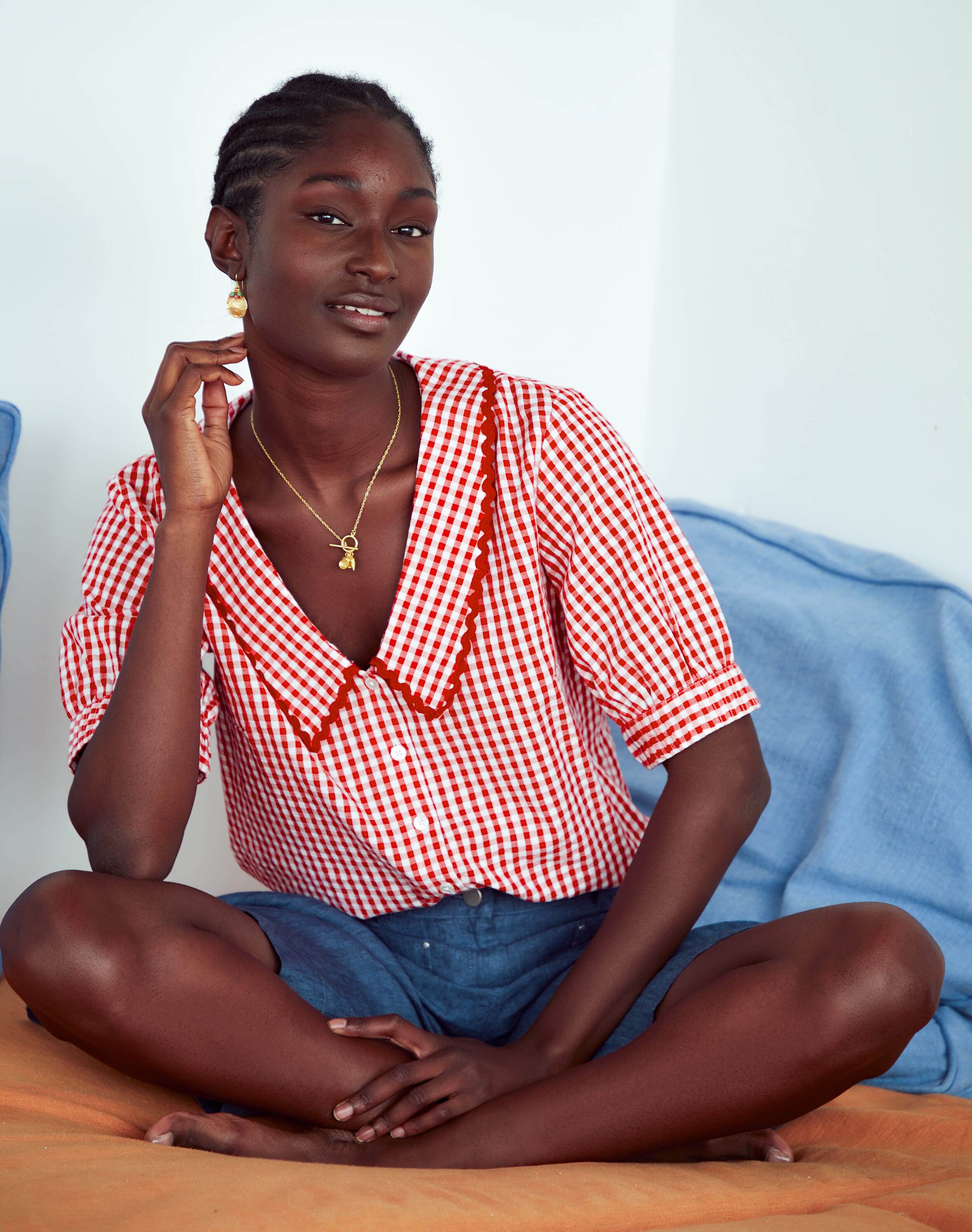 Red Gingham Ric Rac Shirt | Women's Shirts | Brora Fashion