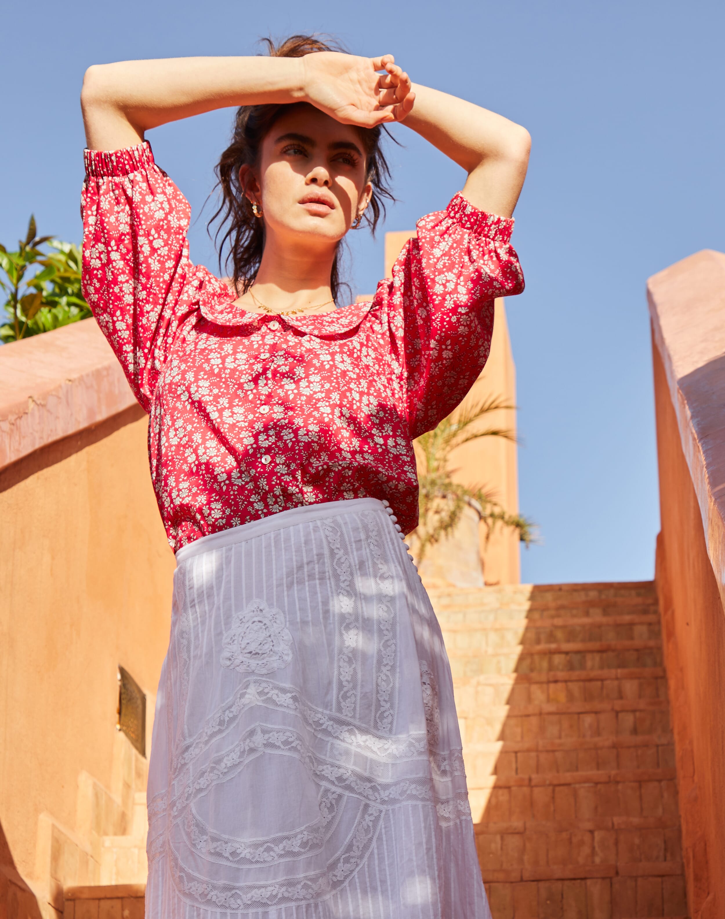 Brora Liberty Print Organic Cotton Blouse Geranium floral