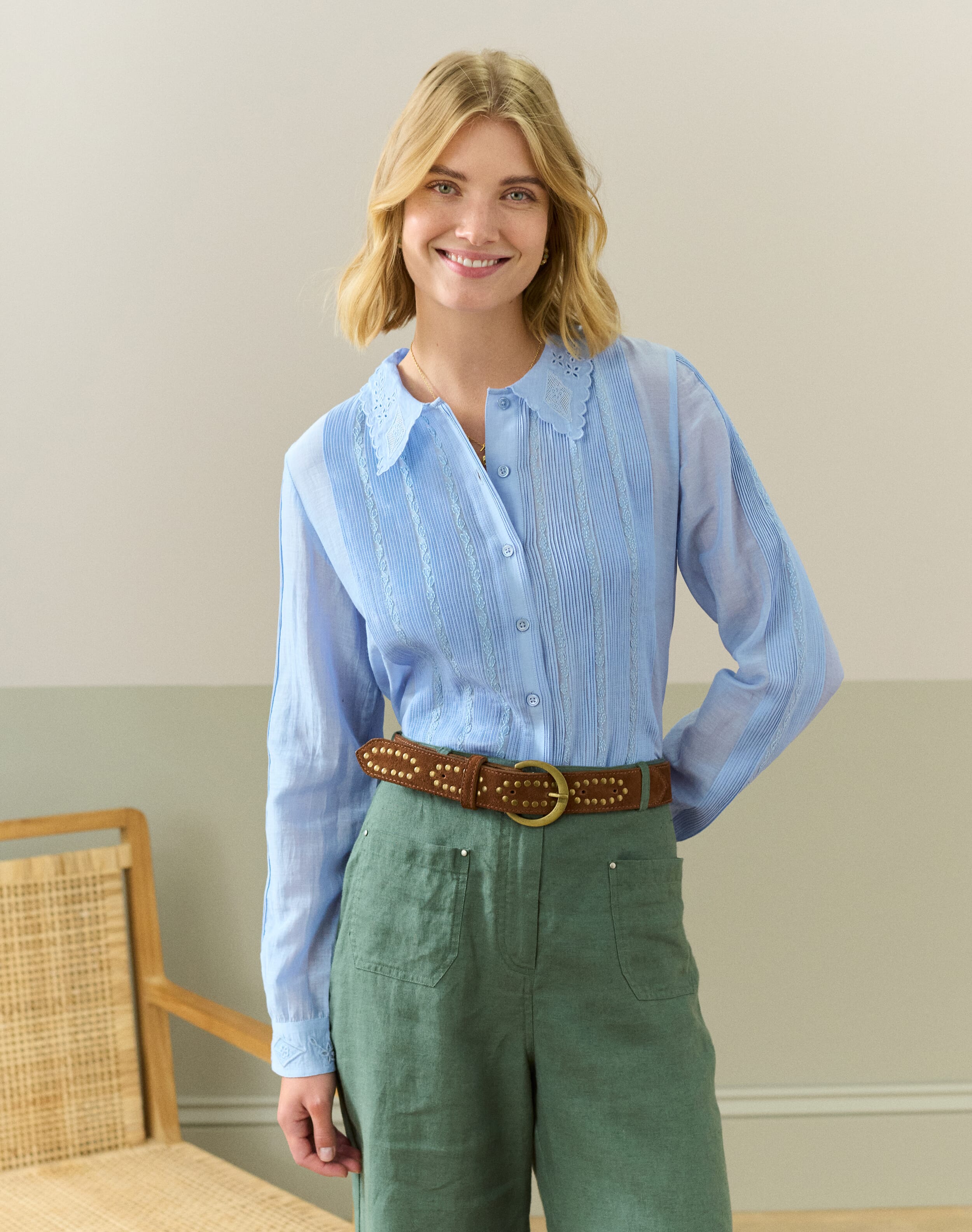Hyacinth Silk Cotton Embroided Blouse | Womenswear | Brora