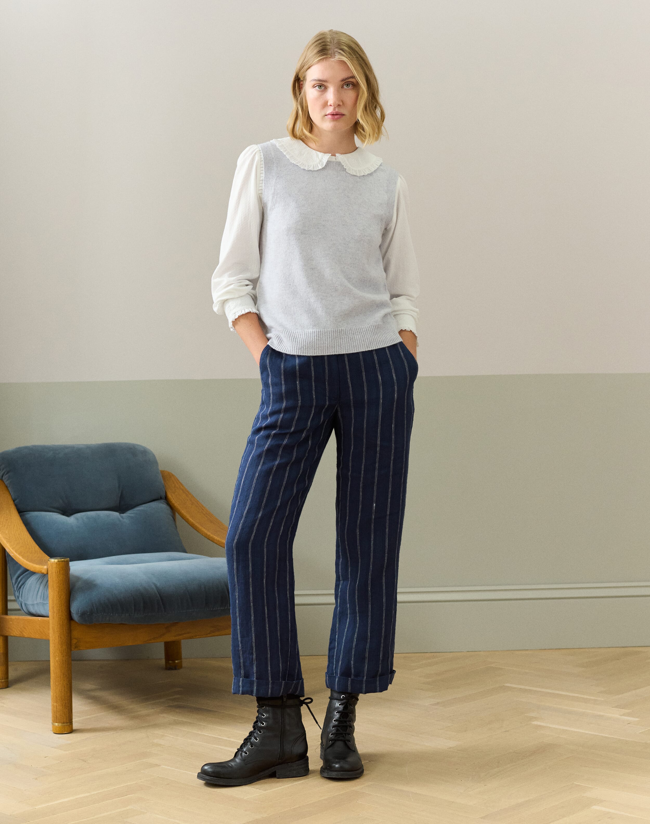 White Organic Cotton Dobby Blouse | Womenswear | Brora