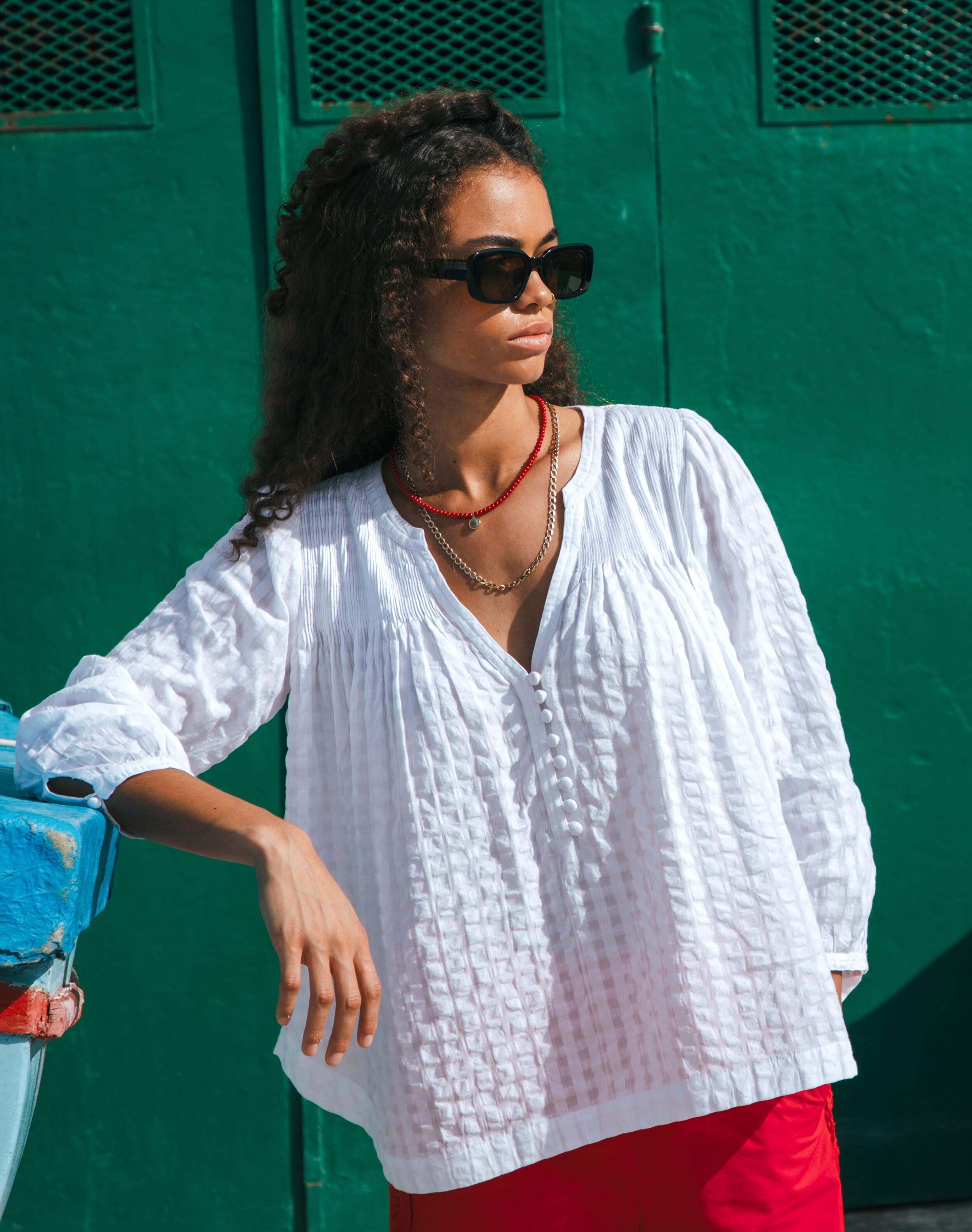 Brora Smock Blouse White  - Size: 8-10