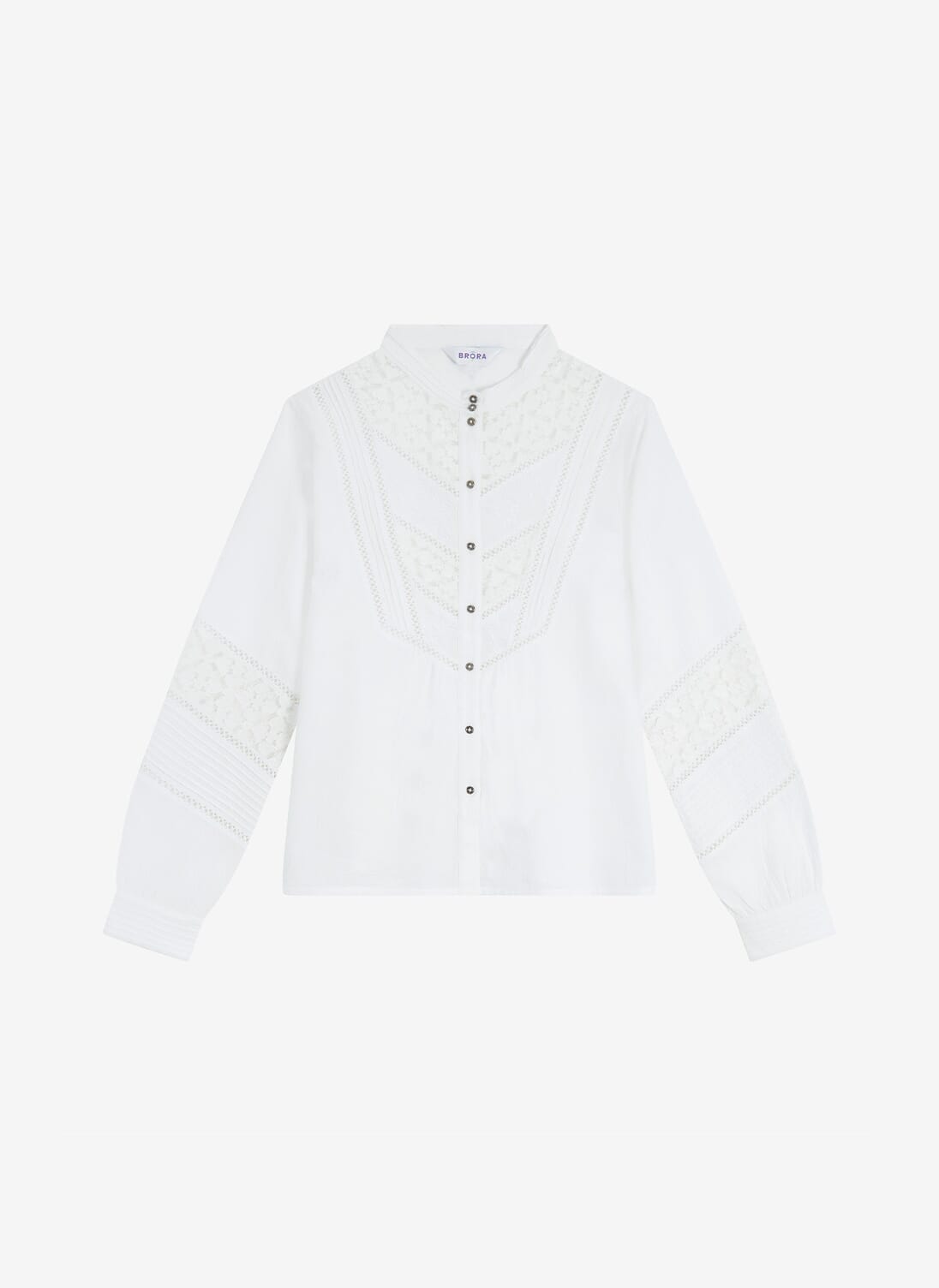 White Lace & Embroidery Organic Cotton Blouse | Brora