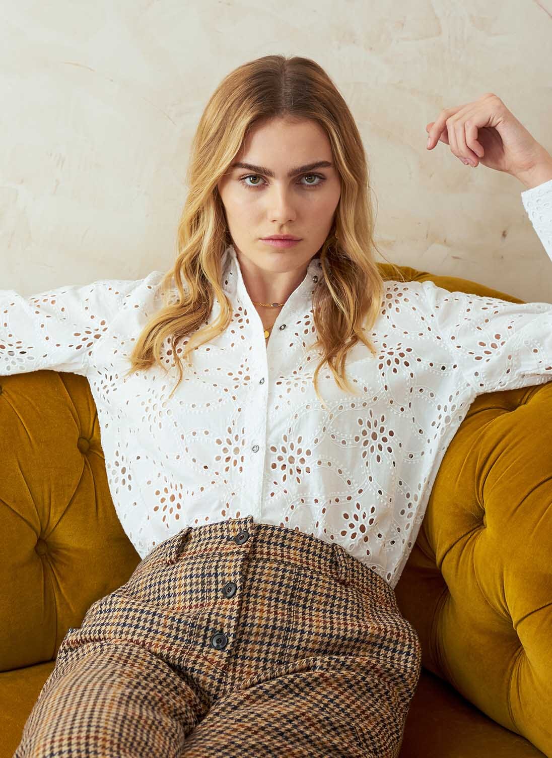 White Broderie Anglaise Cotton Shirt | Women's Shirts | Brora