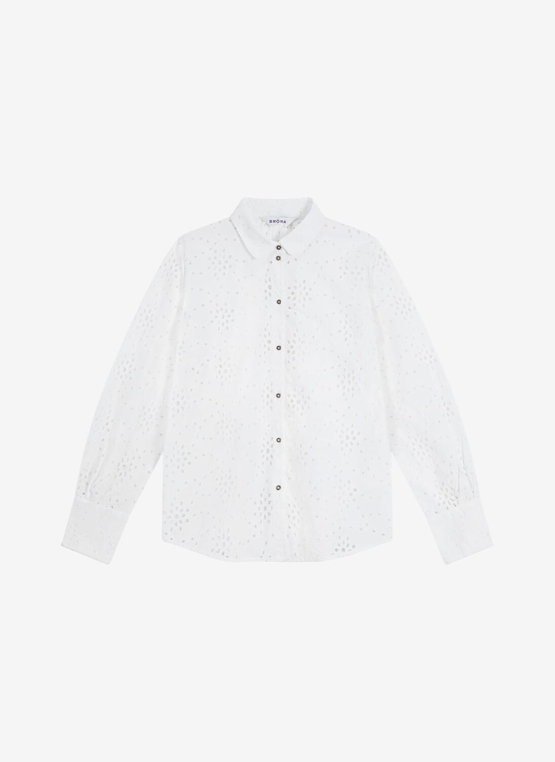 White Broderie Anglaise Cotton Shirt | Women's Shirts | Brora