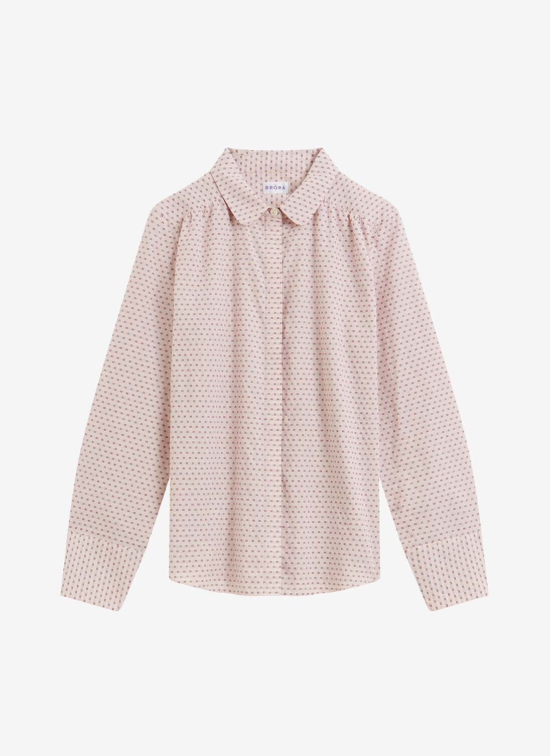 Mocha Cotton Woven Motif Blouse| Women's Shirts | Brora Online