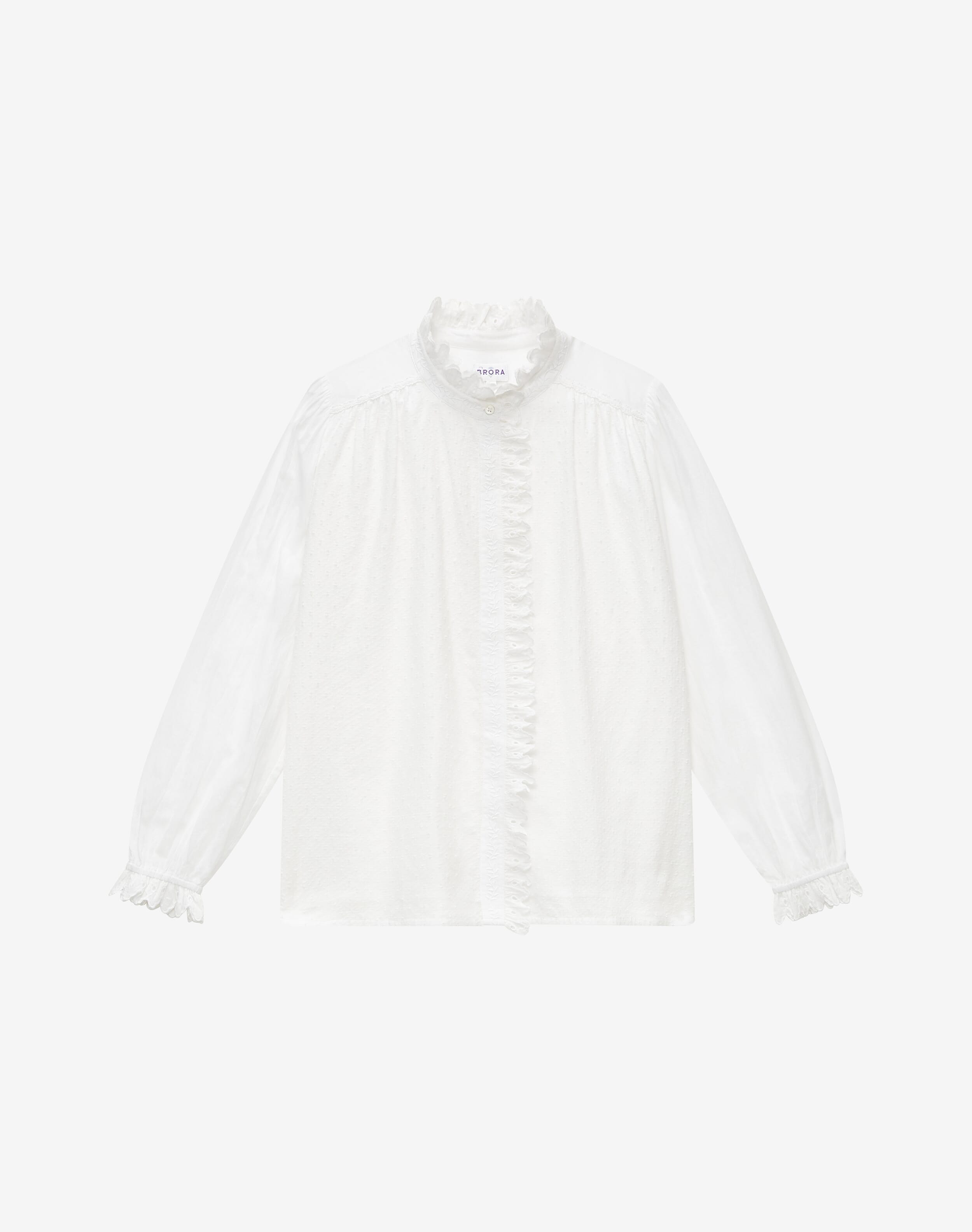 Organic Cotton Frill Front Blouse | Women's Shirts | Brora