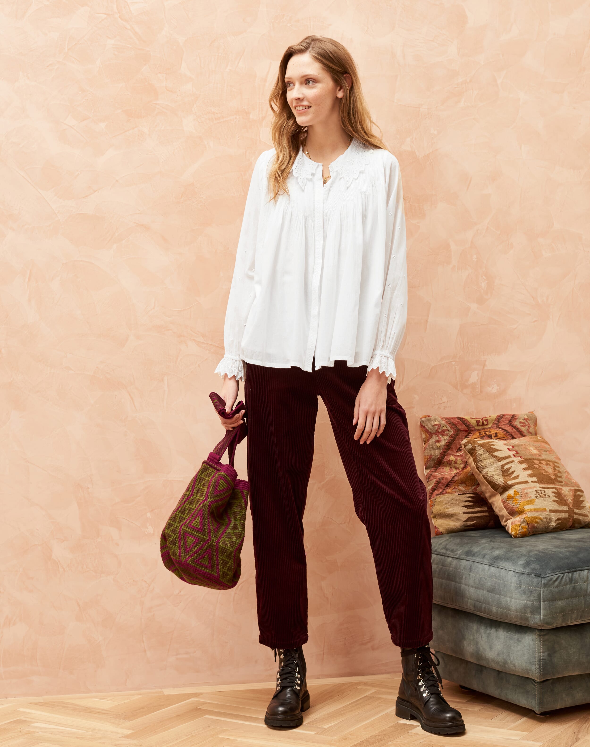 クリアランス超安い 6 Cotton Dobby Lace & Pintuck Blouse | www