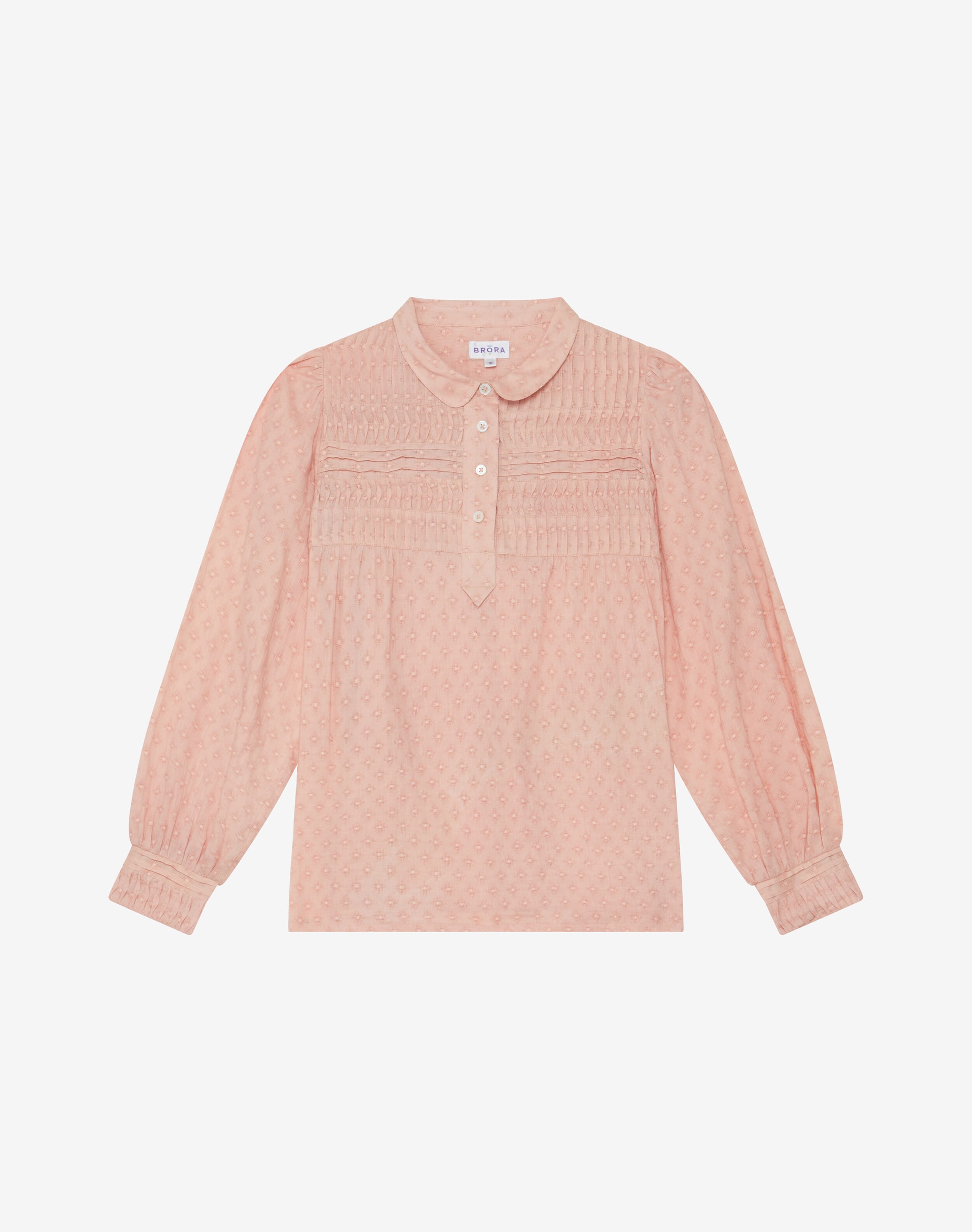 Textured Cotton Pleated Blouse in Shell | Women's Shirts | Brora