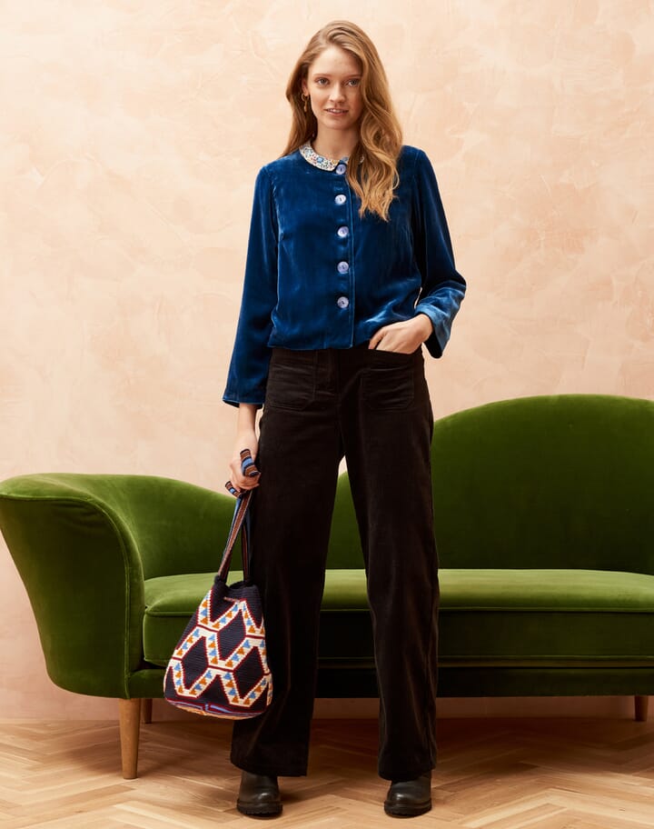 Blue Silk Velvet Cardigan | Women's Cardigans | Brora Fashion