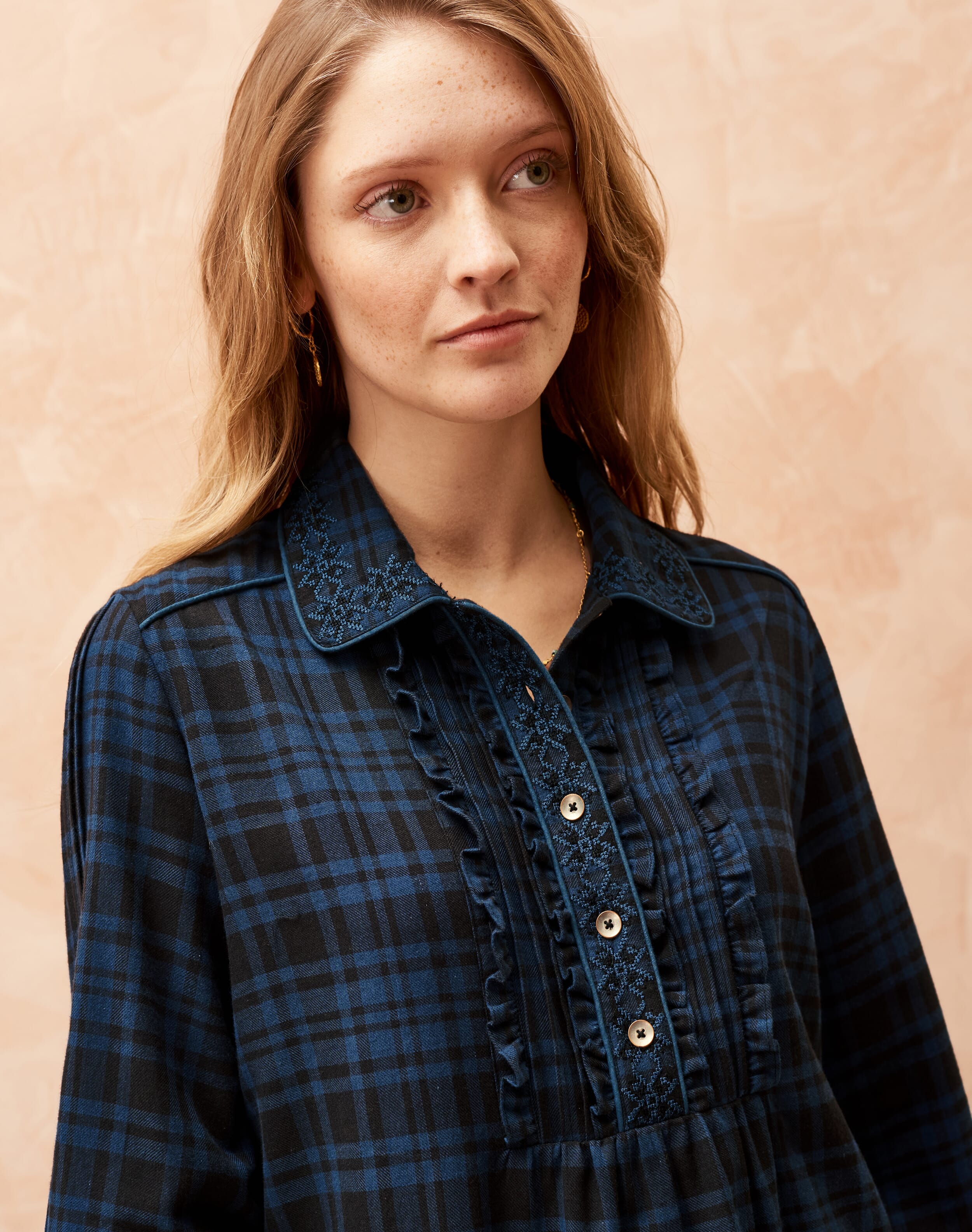 Brushed Cotton Embroidered Shirt in Diesel | Blouses | Brora