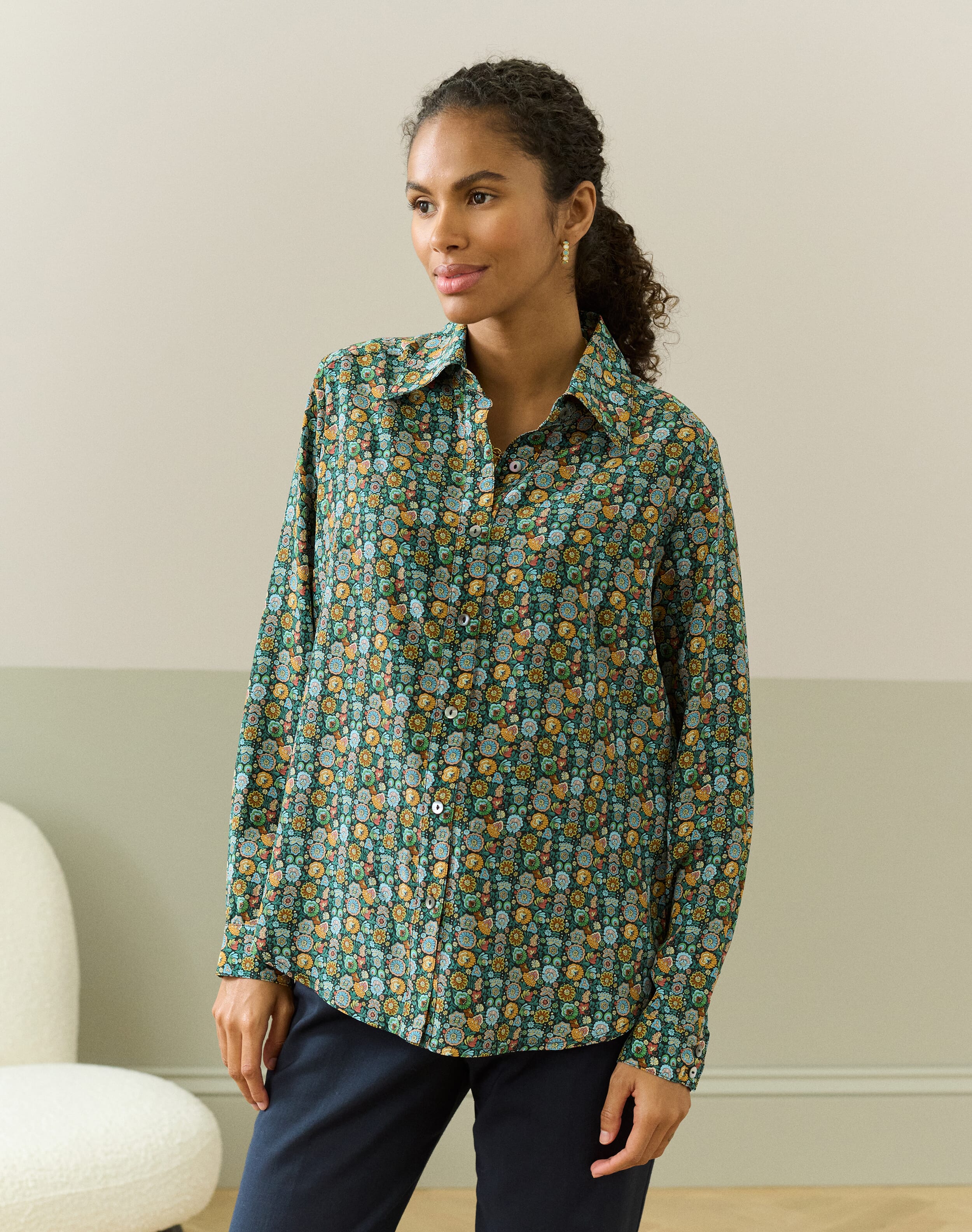 Mosaic Liberty Print Silk Shirt | Womenswear | Brora Fashion