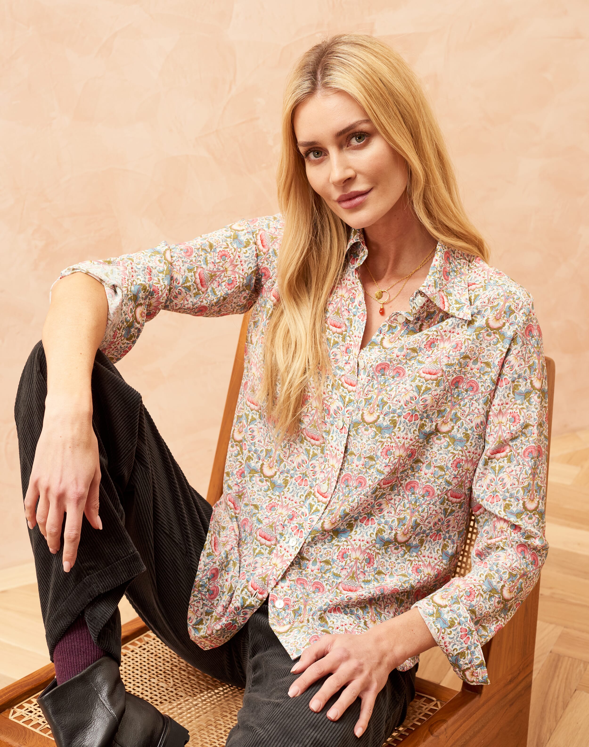 Millay Liberty print silk top.