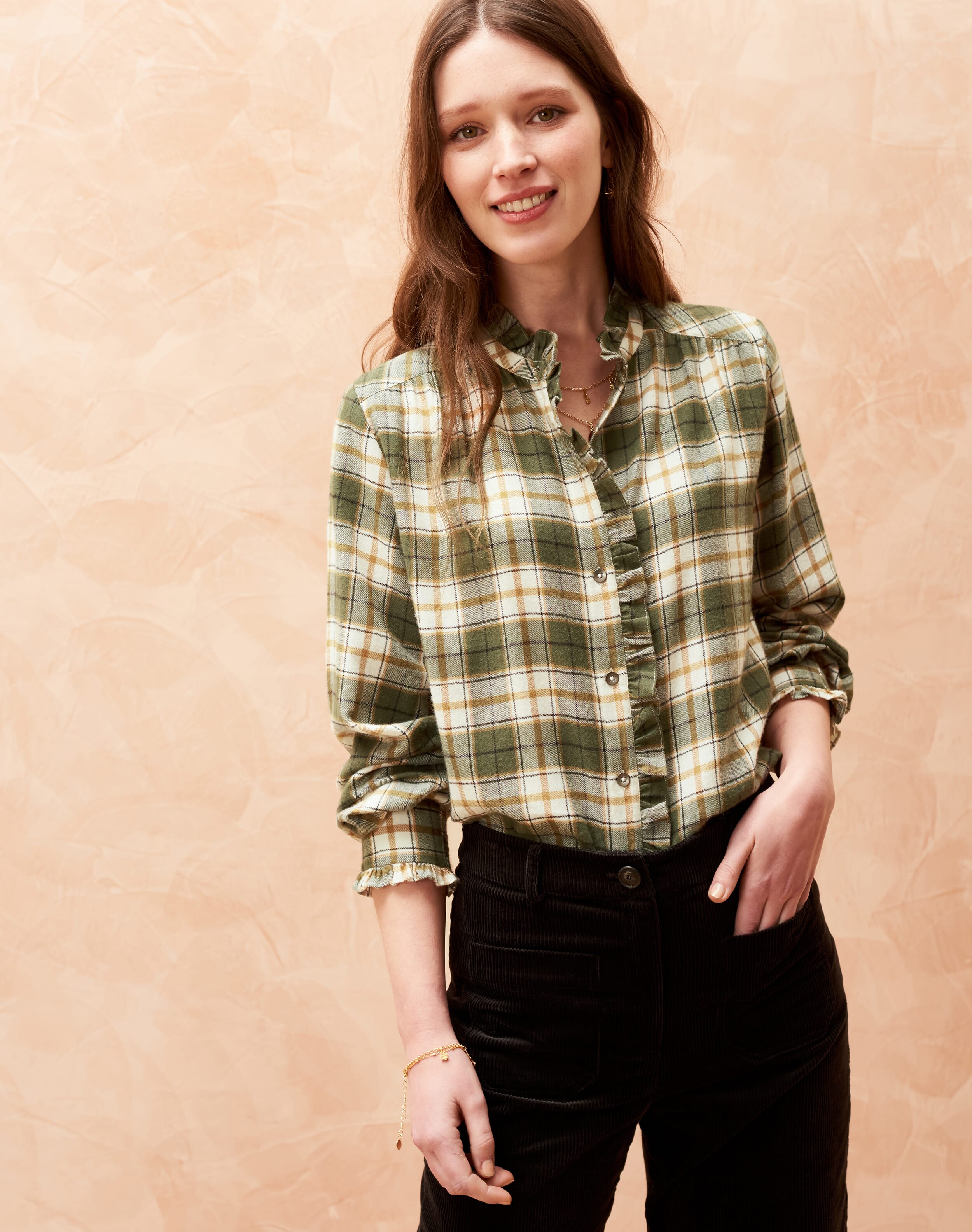 CA The Blouse - Moss Plaid