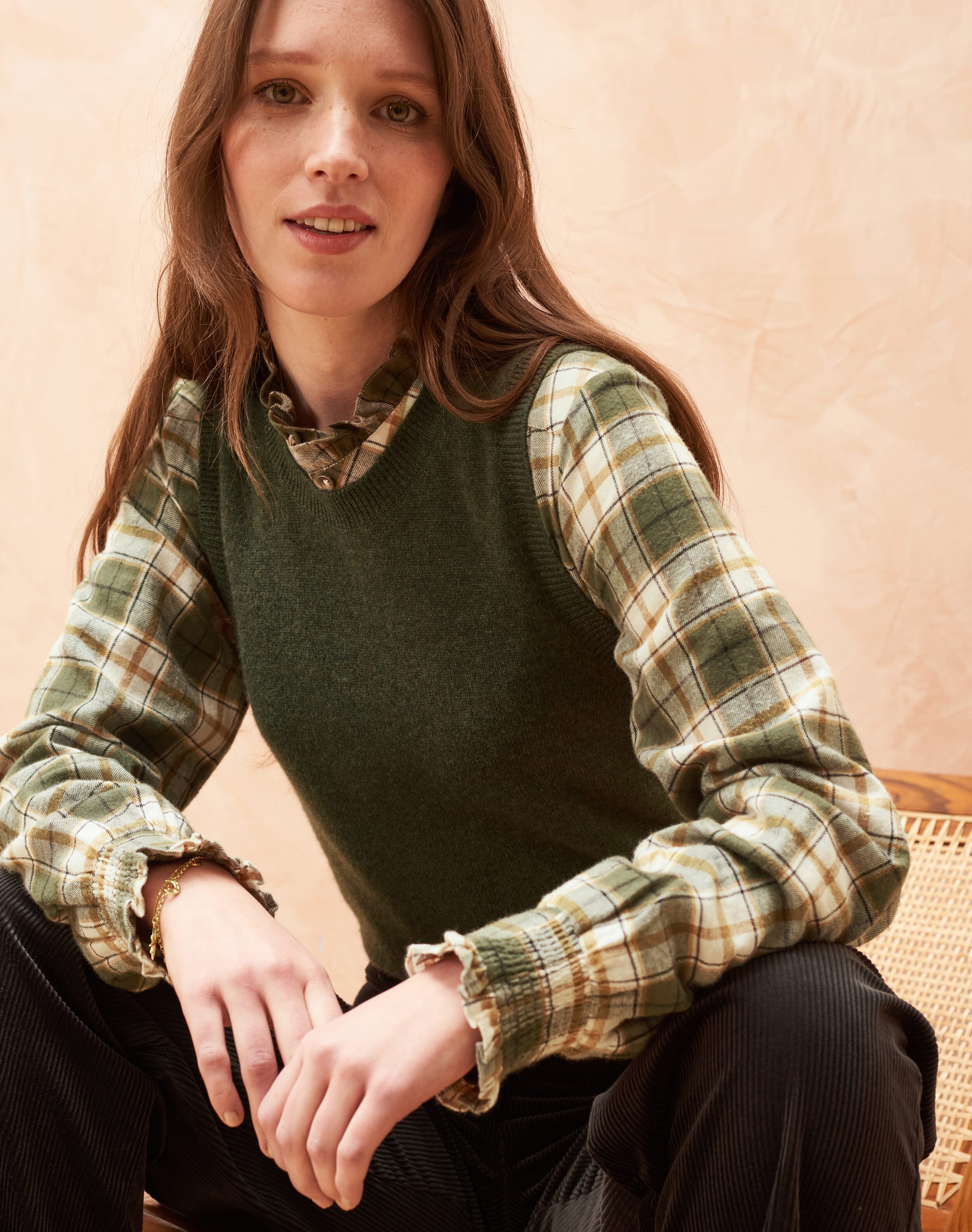 3020065 Khaki Embroidered Blouse