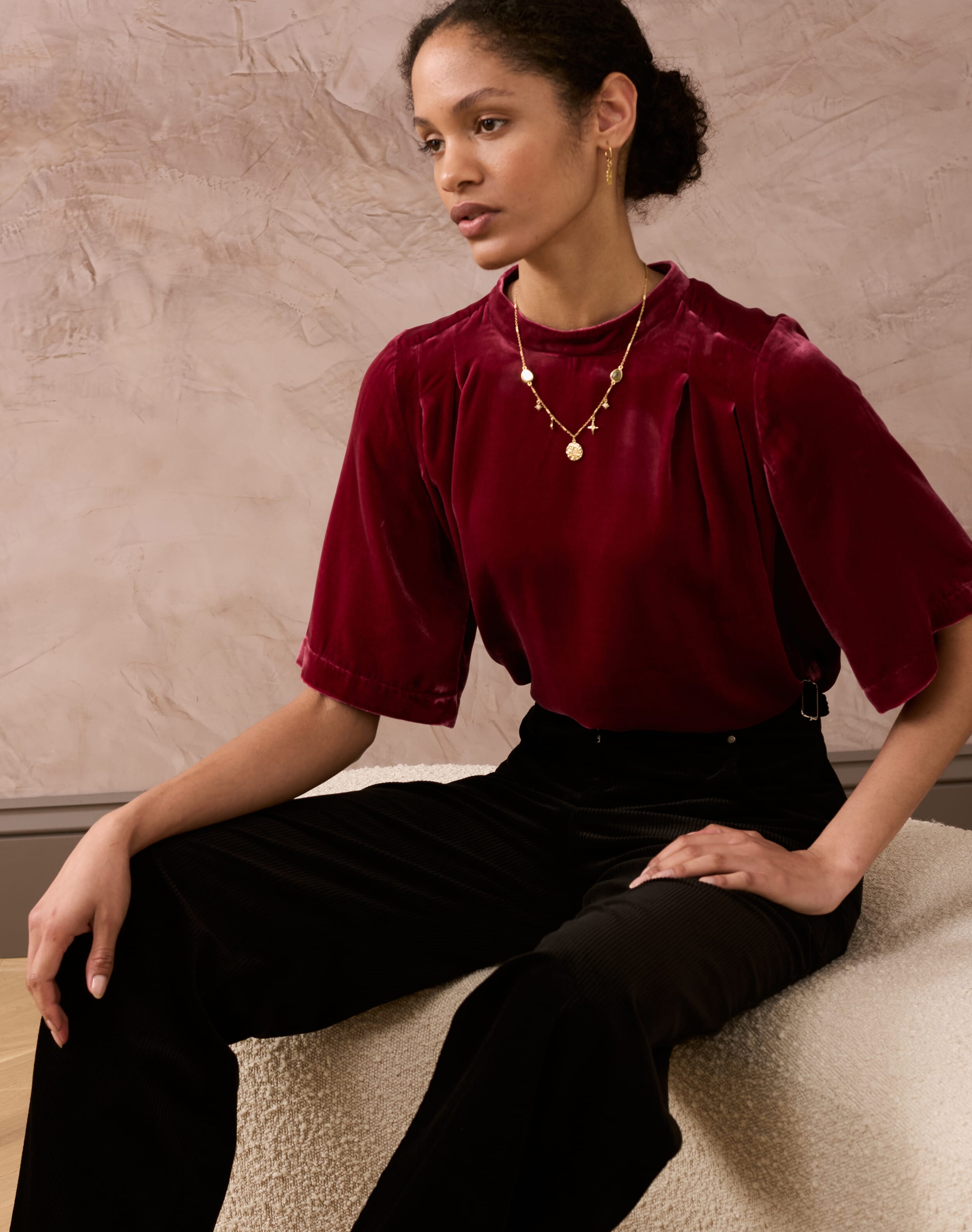 Brora Silk Velvet Blouse Pink tourmaline for Women  - Size: 16