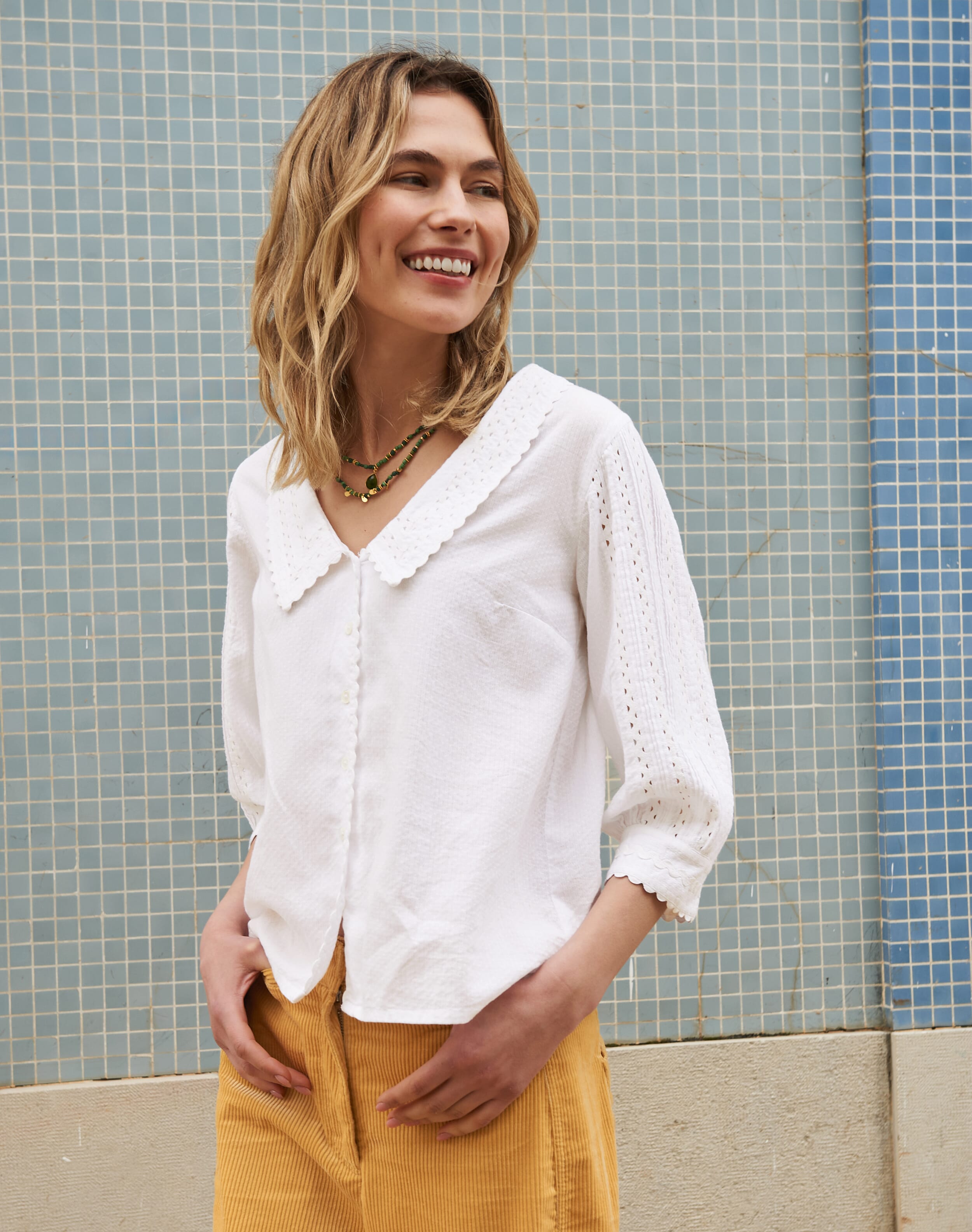 Brora Organic Cotton Chelsea Collar Blouse