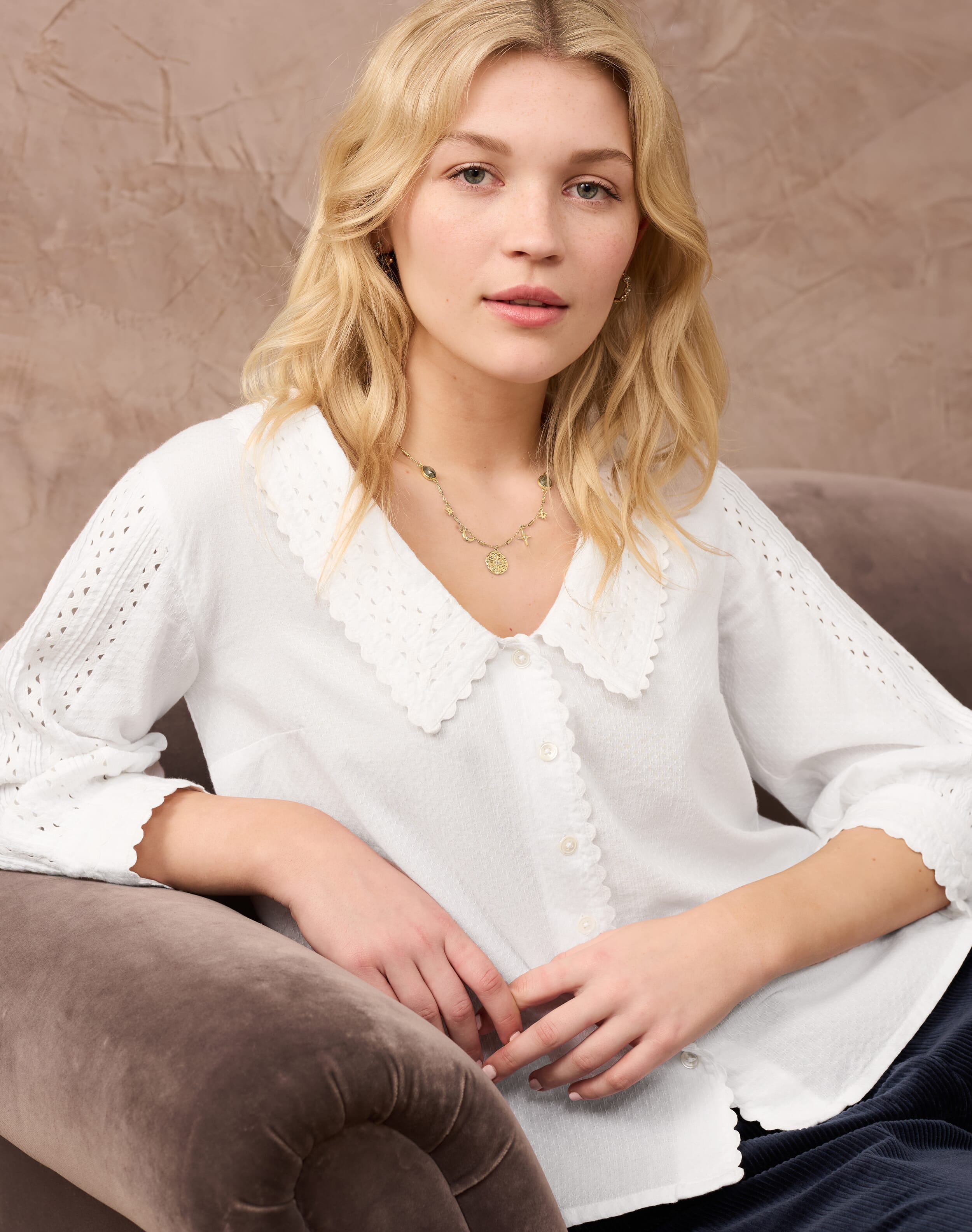 Brora Organic Cotton Chelsea Collar Blouse
