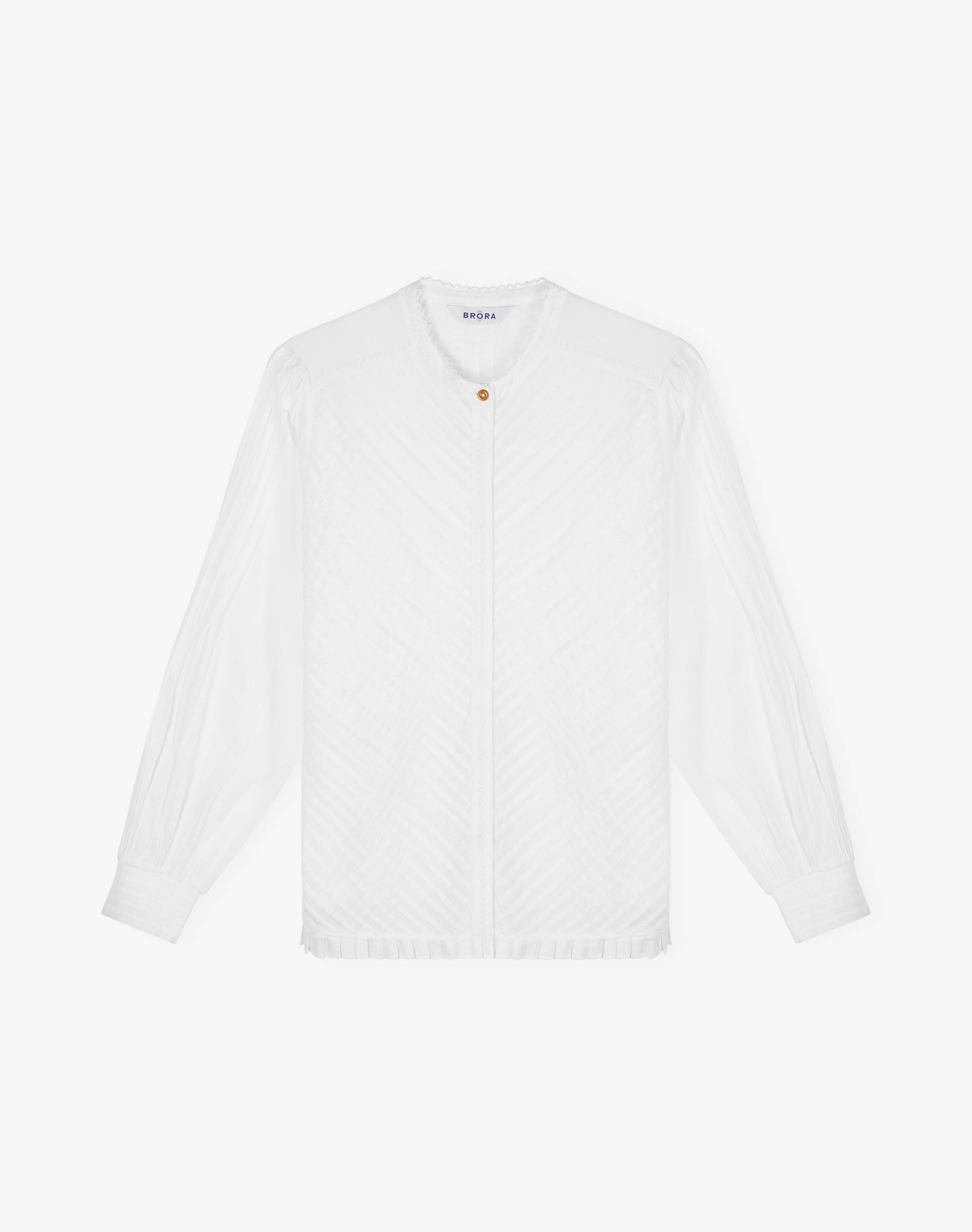 Women's White Organic Cotton Pintuck Blouse | Brora Sale