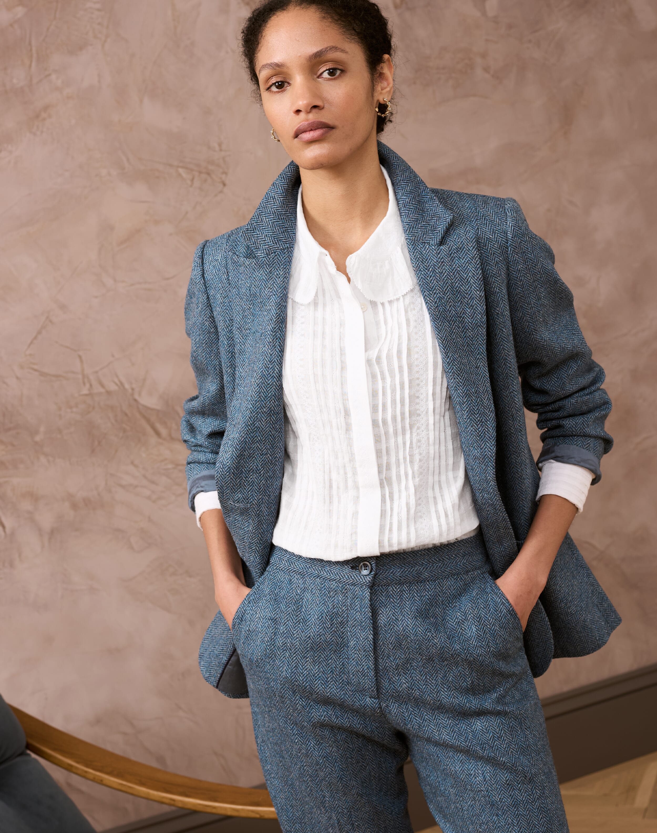 Women's White Organic Frill Collar Blouse | Brora Sale
