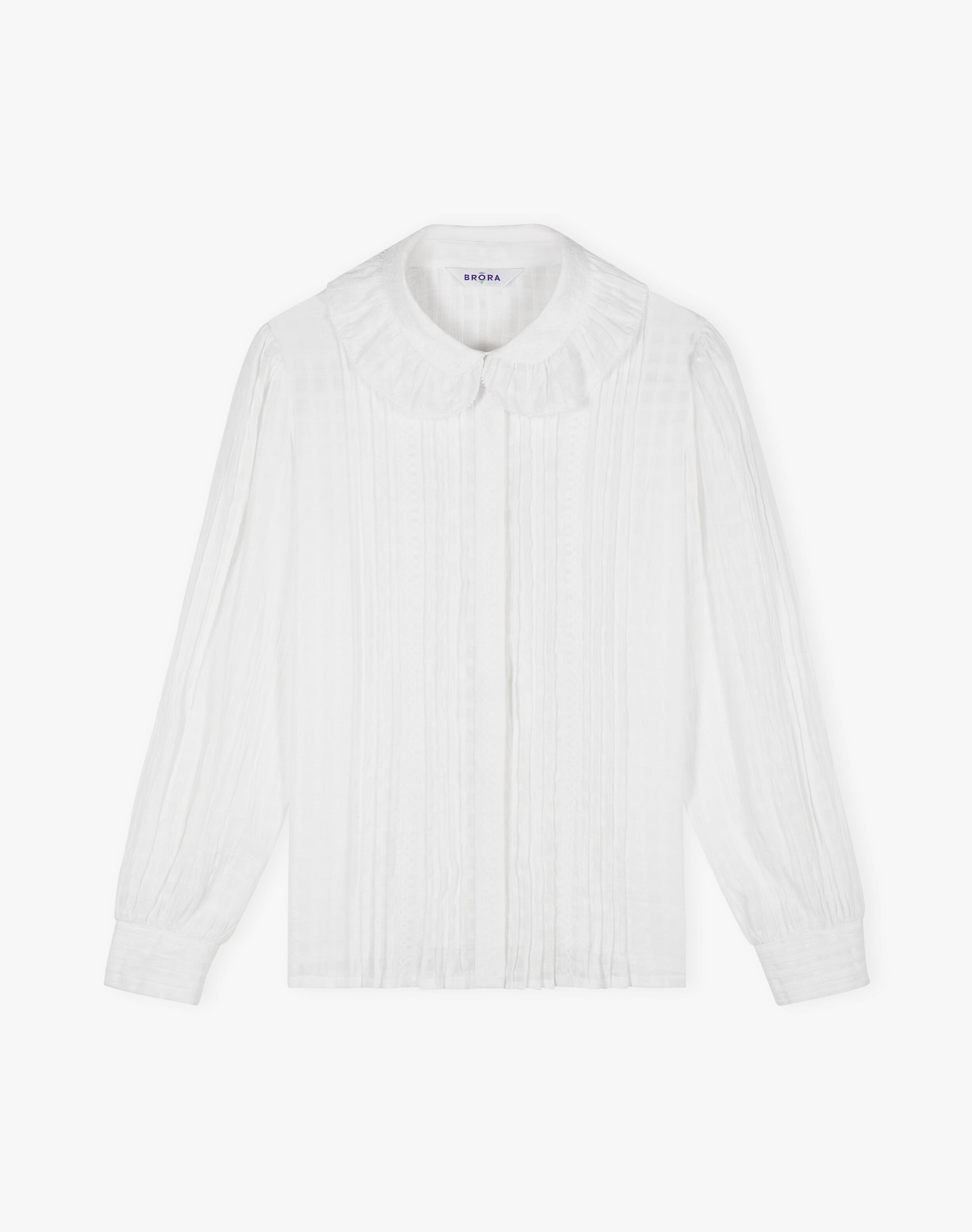 Women's White Organic Frill Collar Blouse | Brora Sale