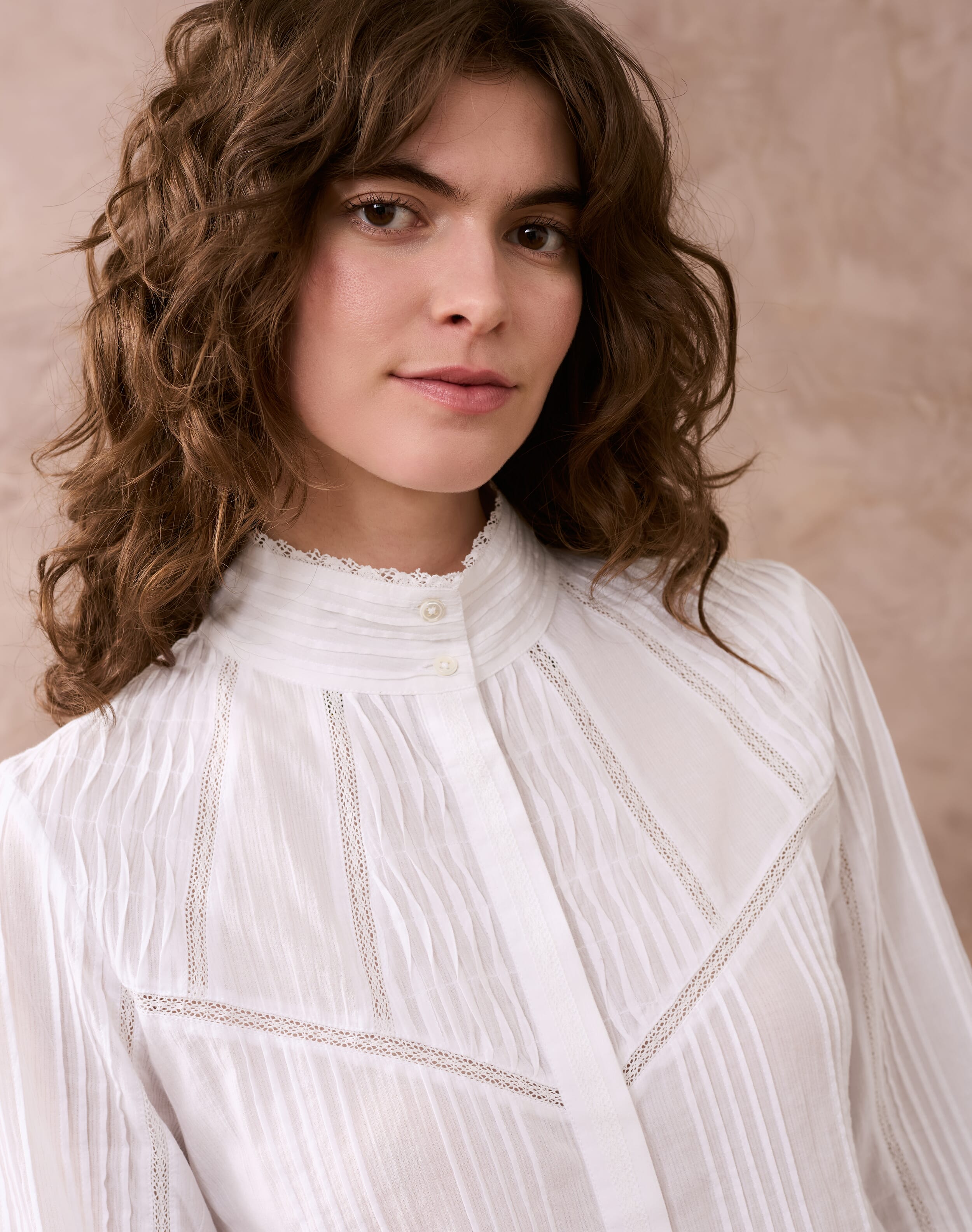 White Organic Lace Trim Blouse | Women's Blouses | Brora Sale