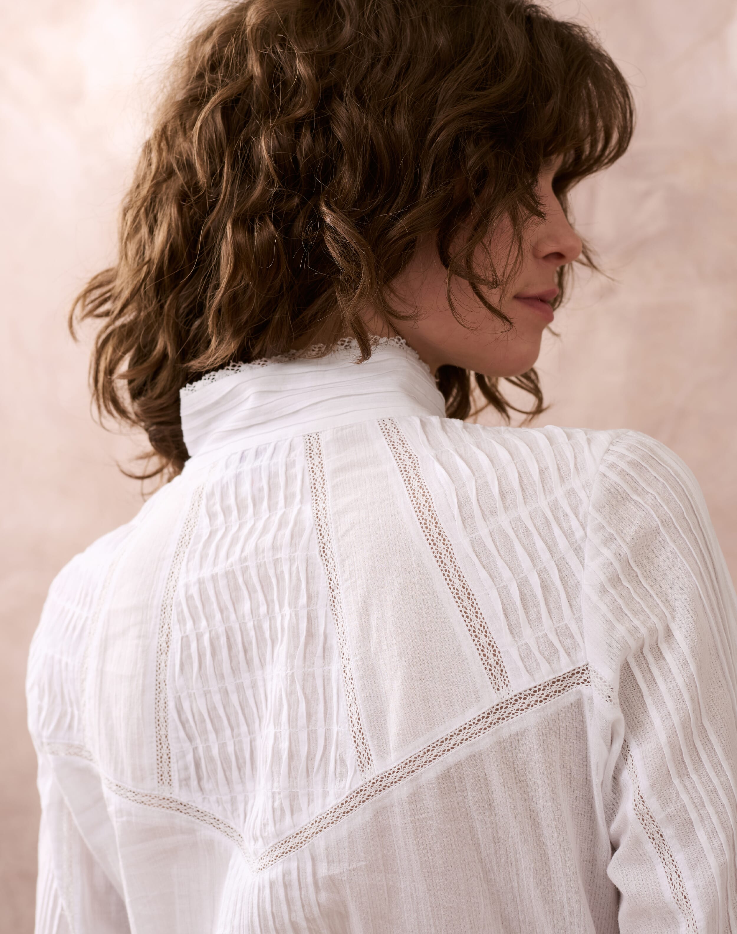 White Organic Lace Trim Blouse | Women's Blouses | Brora Sale