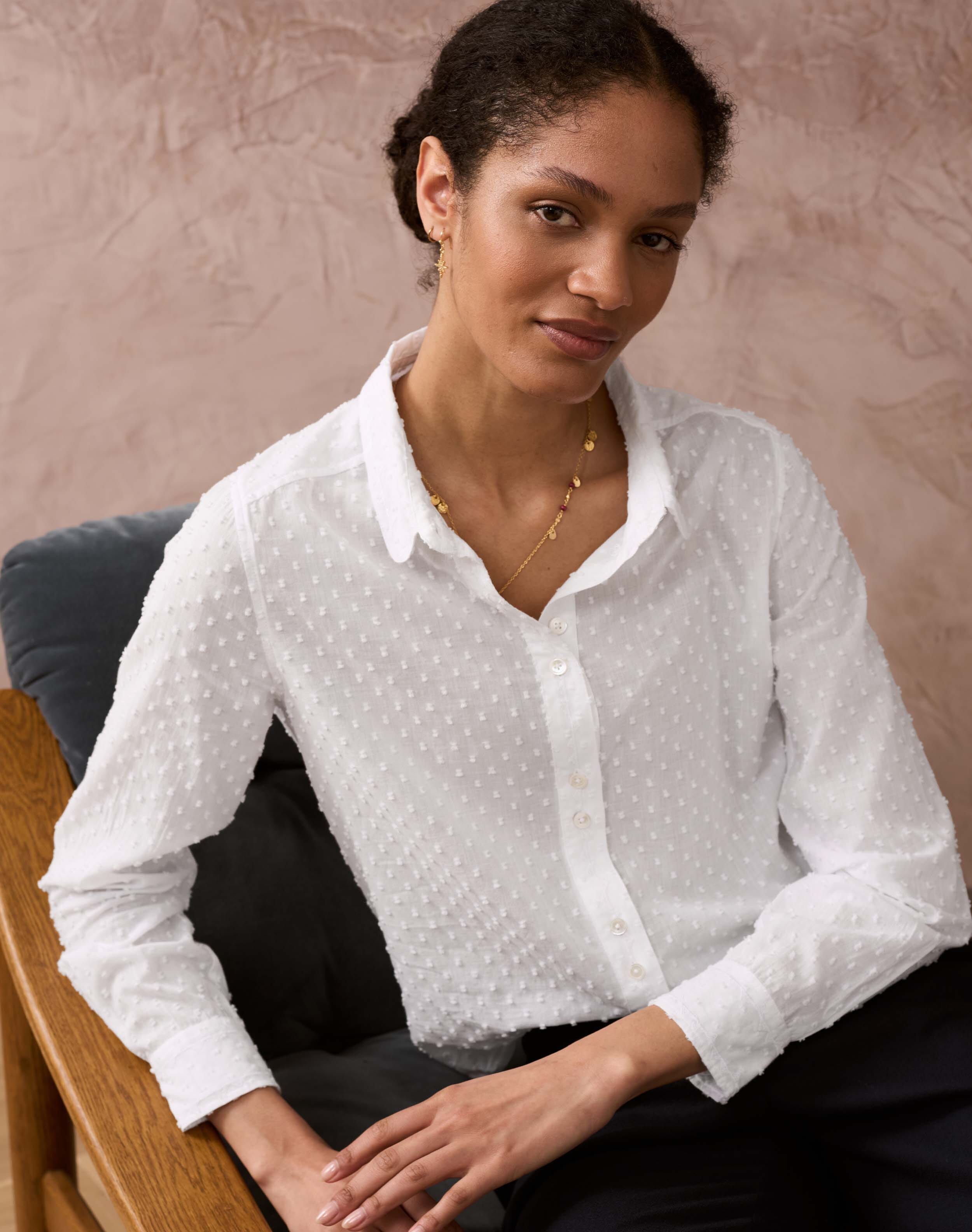 Brora Organic Cotton Dobby Spot Blouse