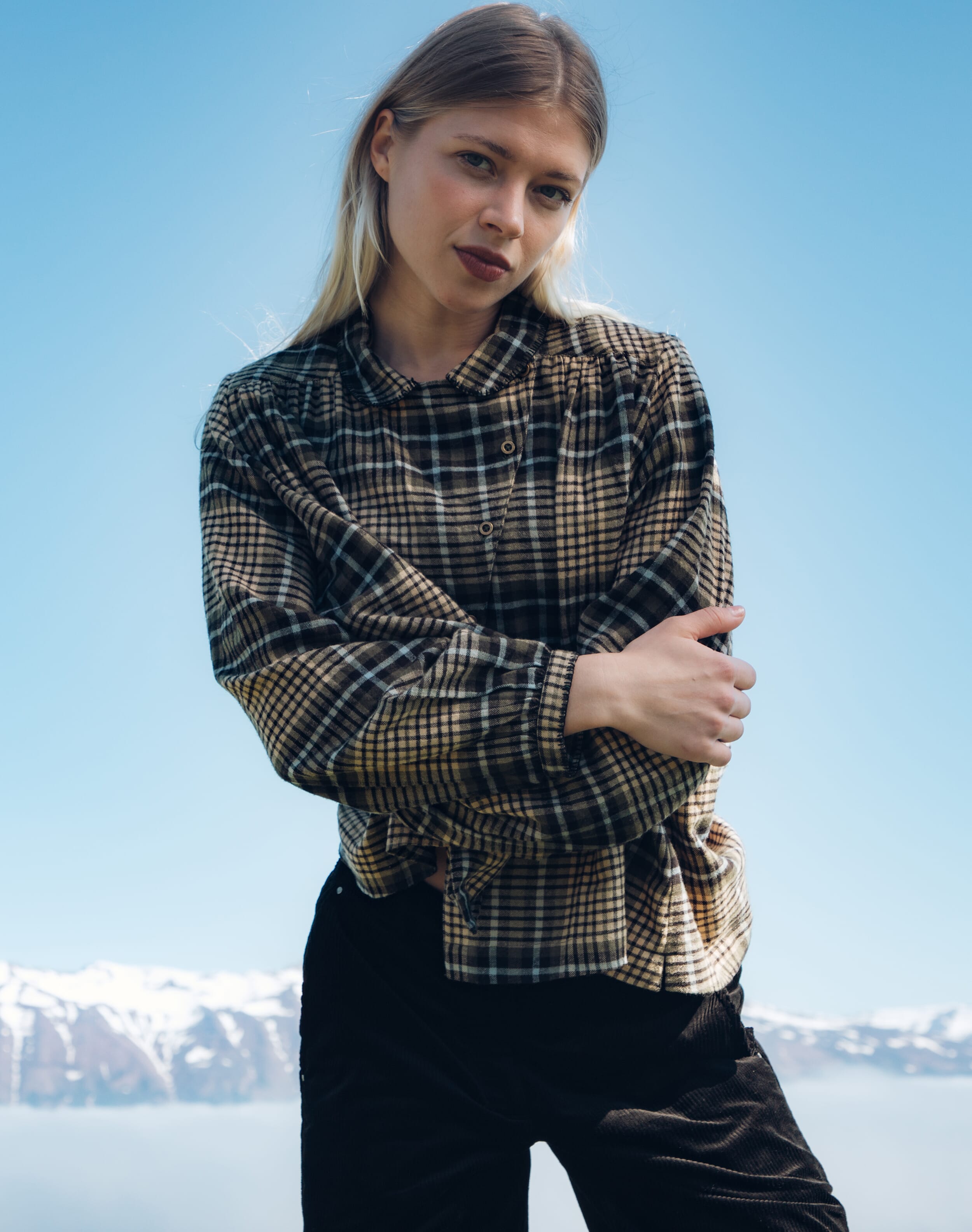 Brora Organic Cotton Pintuck Pie Crust Blouse