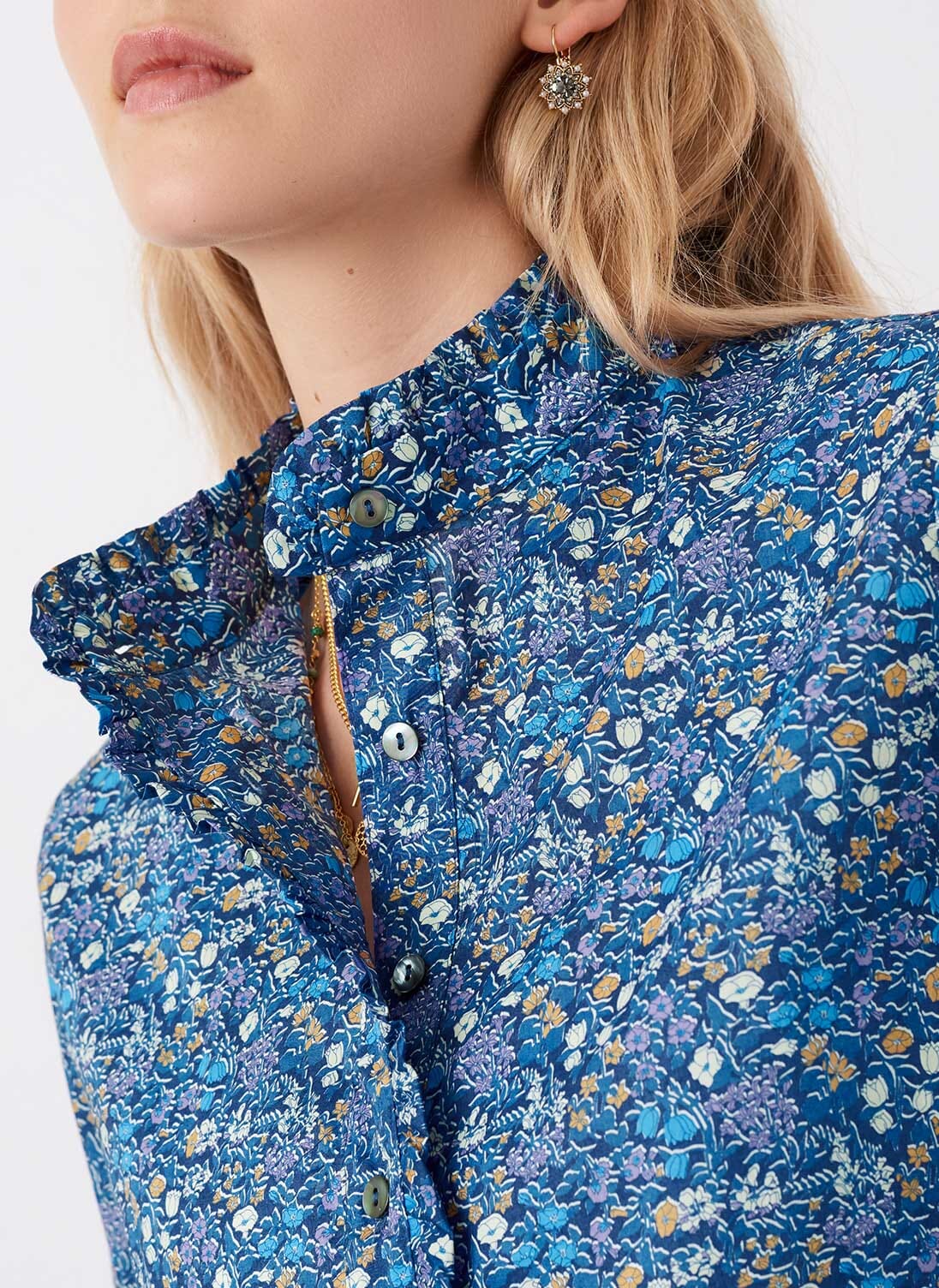 Women's Delft Floral Liberty Print Organic Blouse | Brora