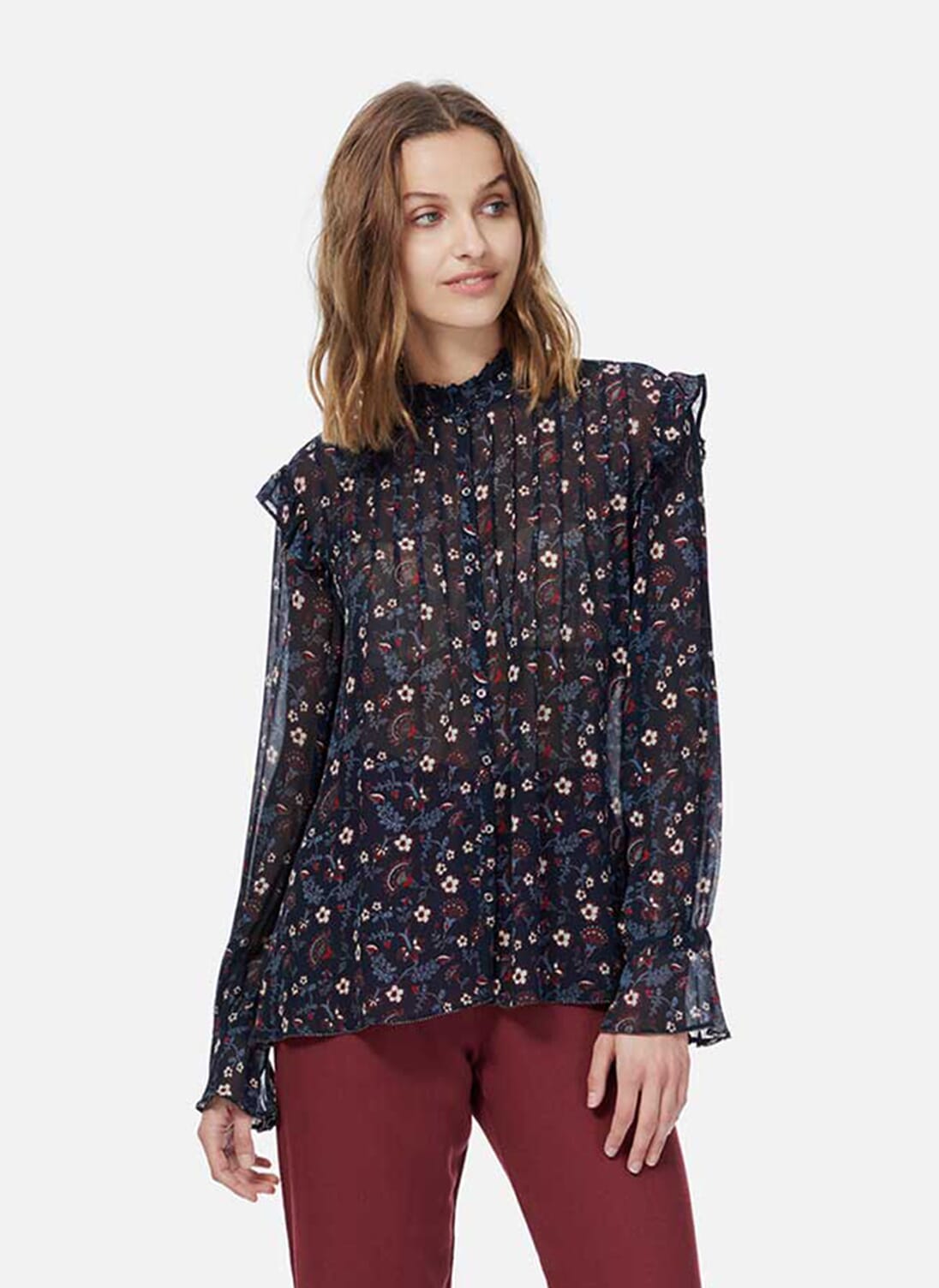 Floral Silk Chiffon Blouse Uk