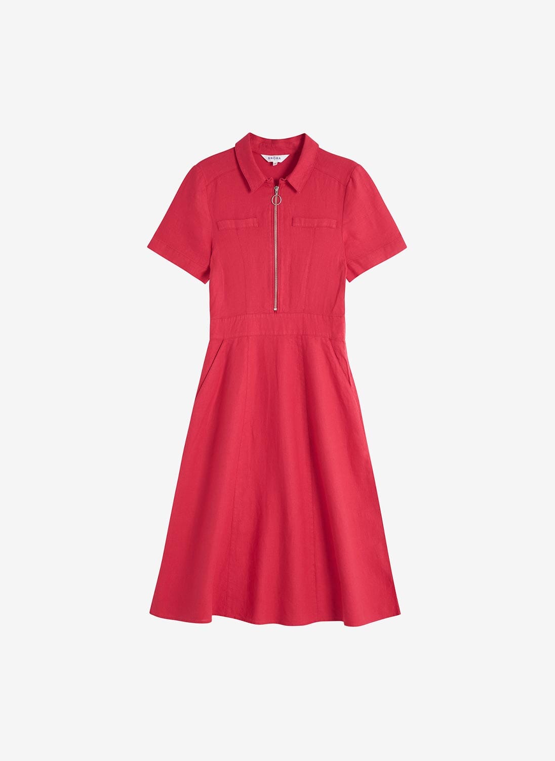 Crimson Linen Zip Front Tennis Dress Brora