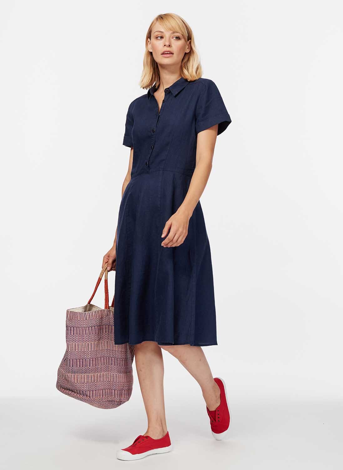 Navy Linen Tennis Dress Brora