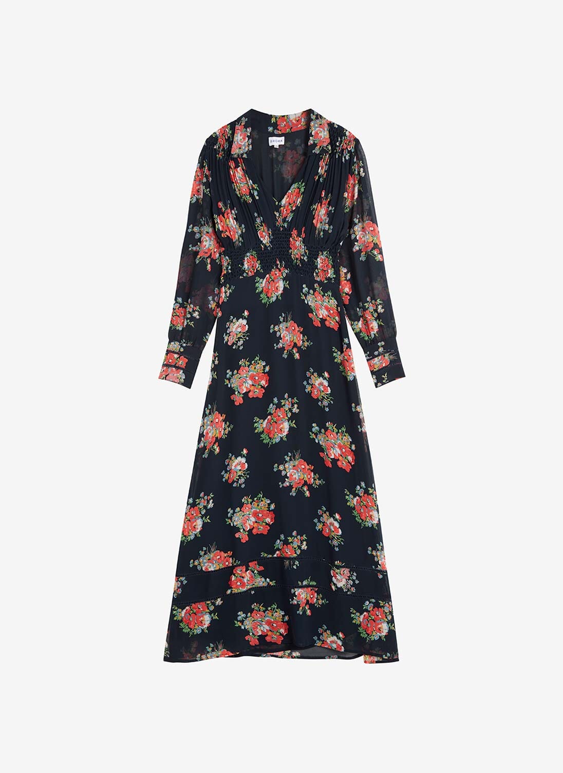 Silk Chiffon Smocked Dress Brora
