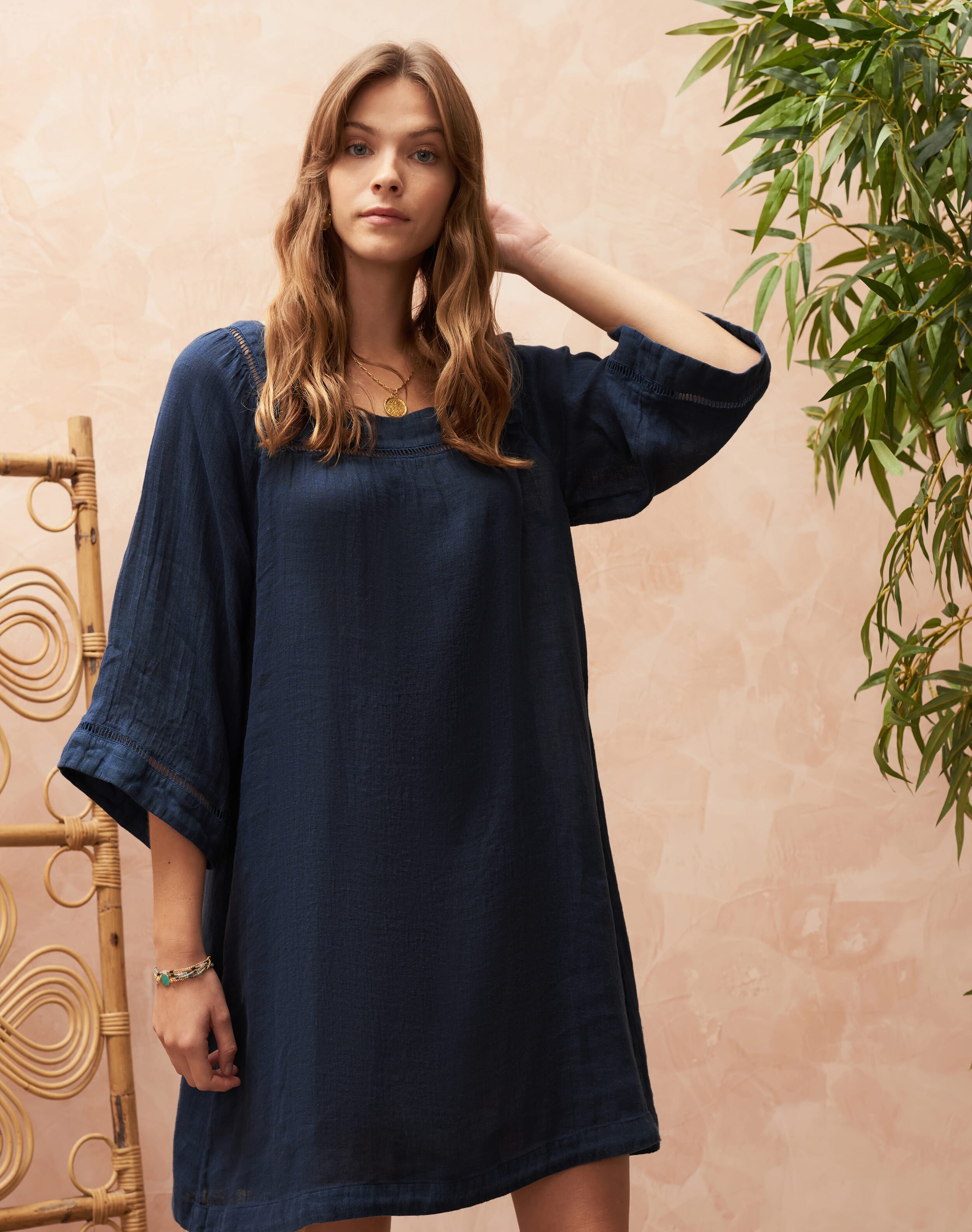 Gauzy Linen Tunic Dress Ink