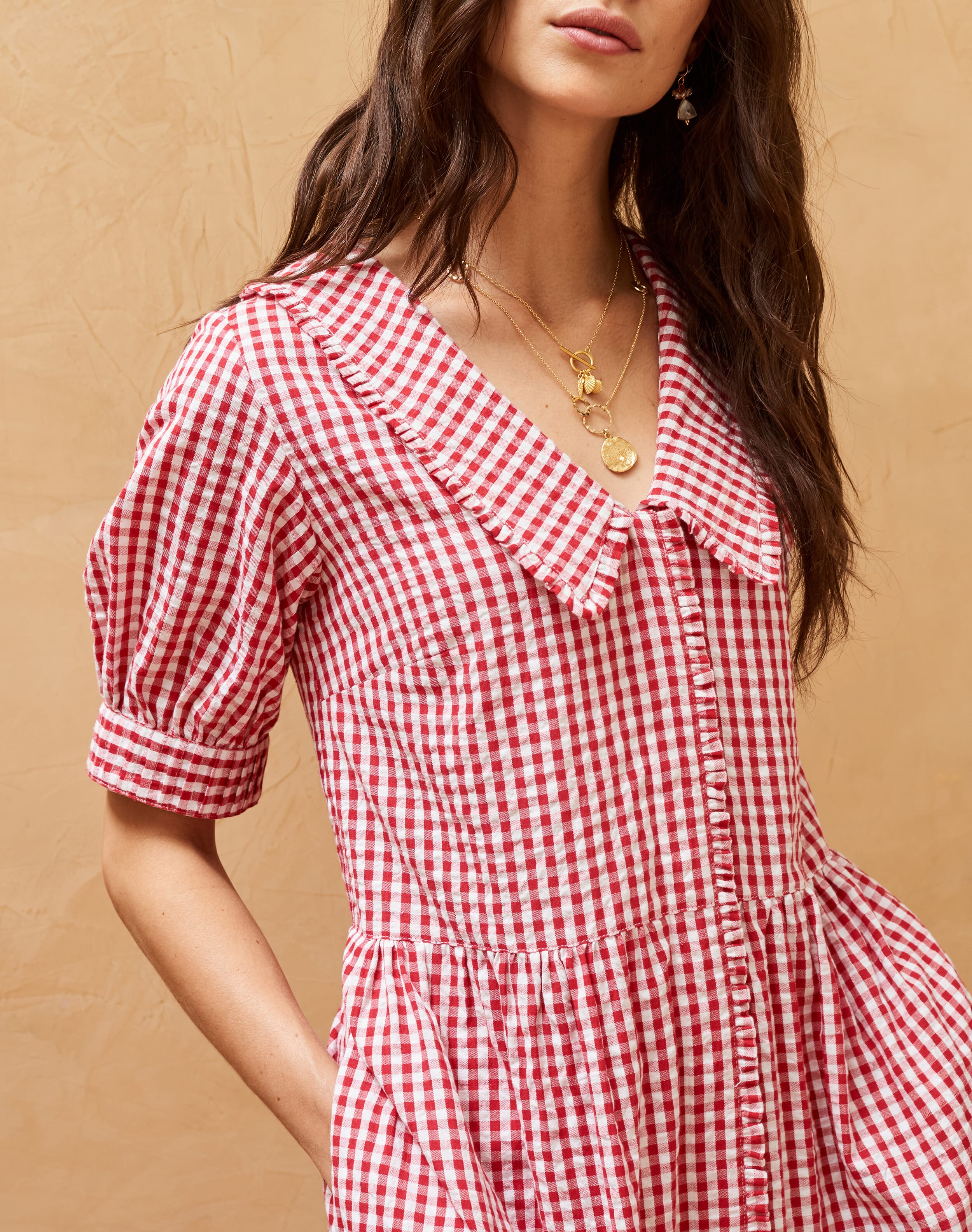 Red Gingham Chelsea Collar Dress Women s Dresses Brora Fashion