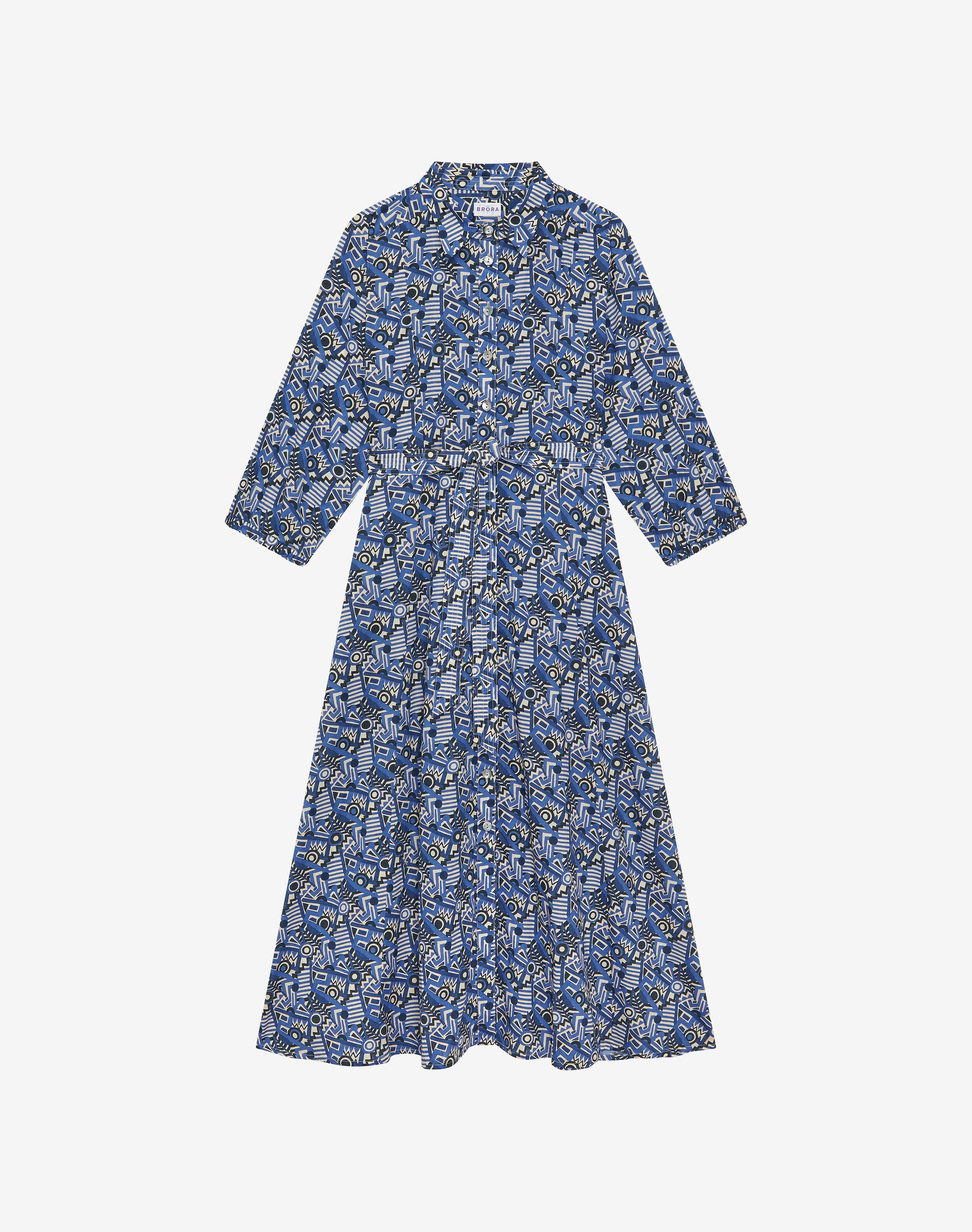 Blue Zigzag Liberty Print Shirt Dress | Women's Dresses